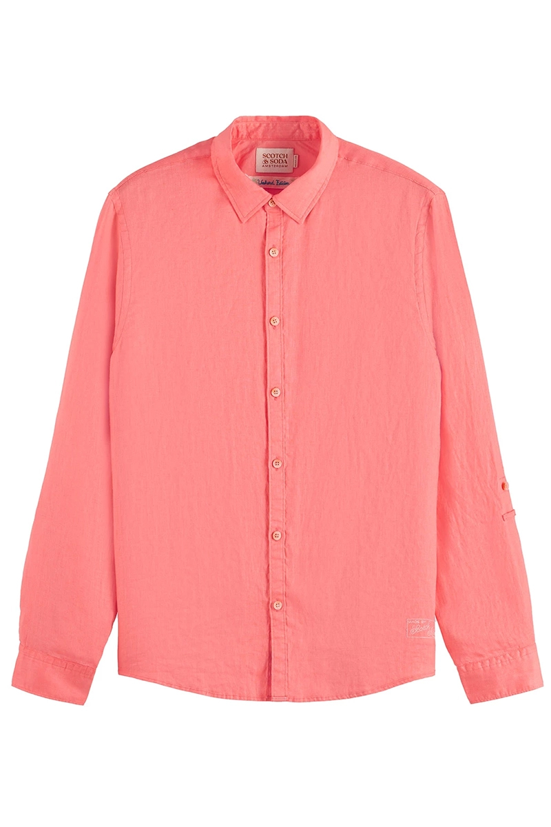 Scotch & Soda Linen shirt with roll-up Coral Reef 1