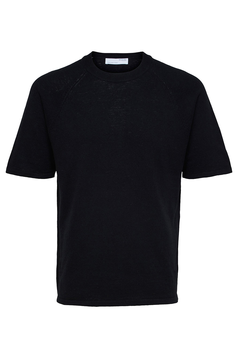 Selected SLHDANIEL SS KNIT TEE W Zwart-1 1