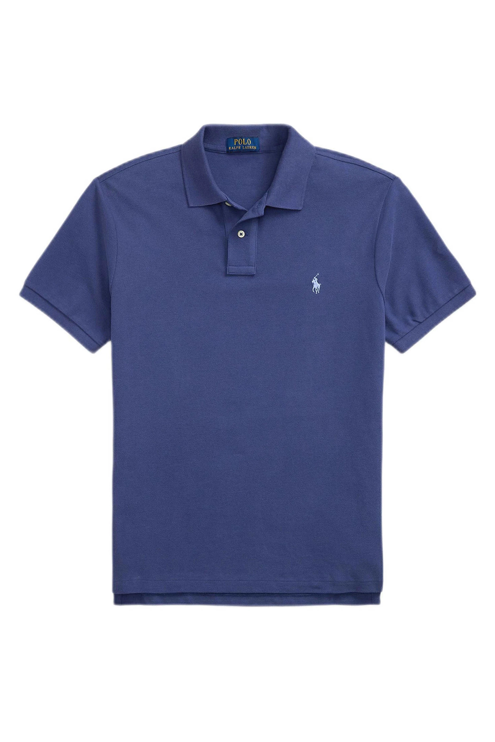 Heren polo korte mouw blauw