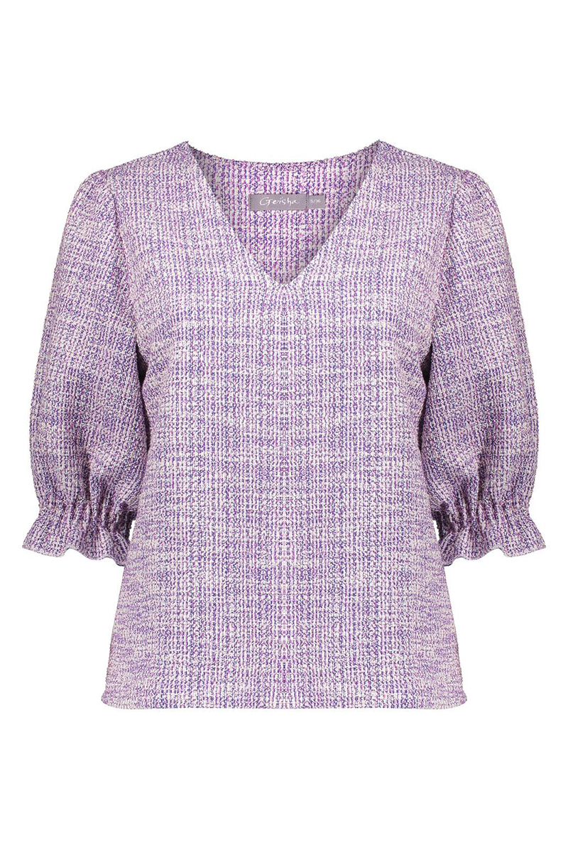 Dames blouse korte mouw paars