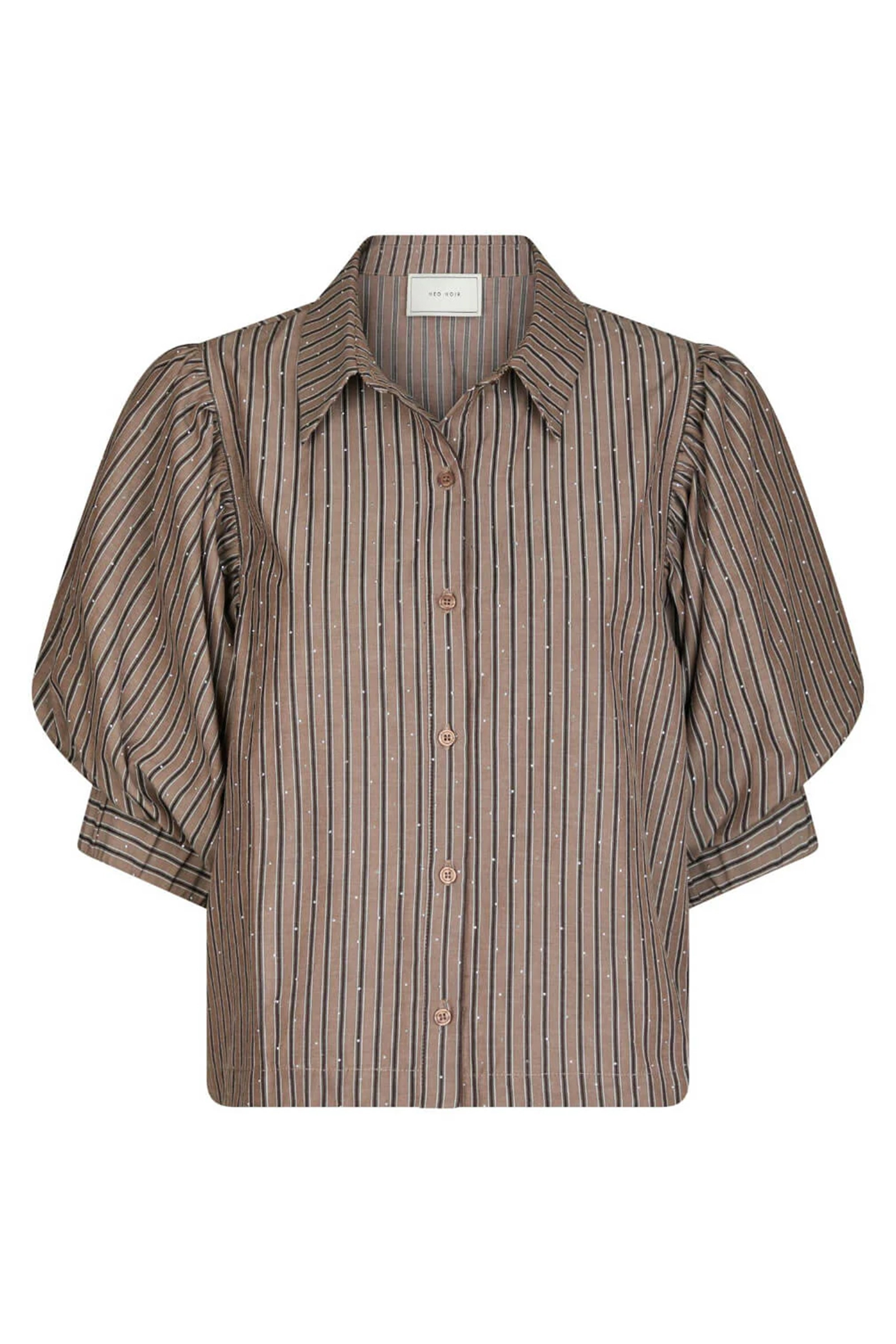 Dames blouse korte mouw bruin