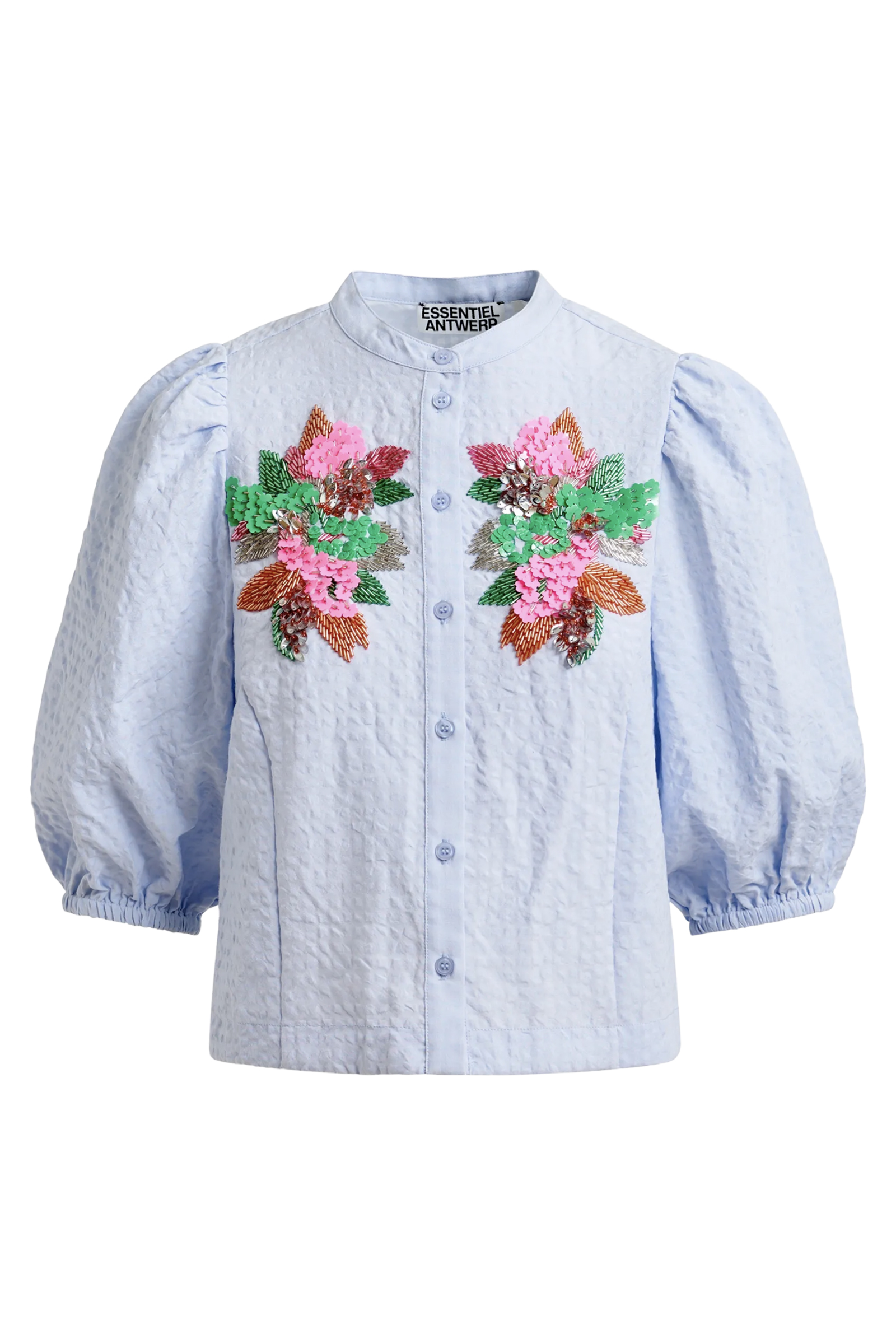 Dames blouse korte mouw blauw