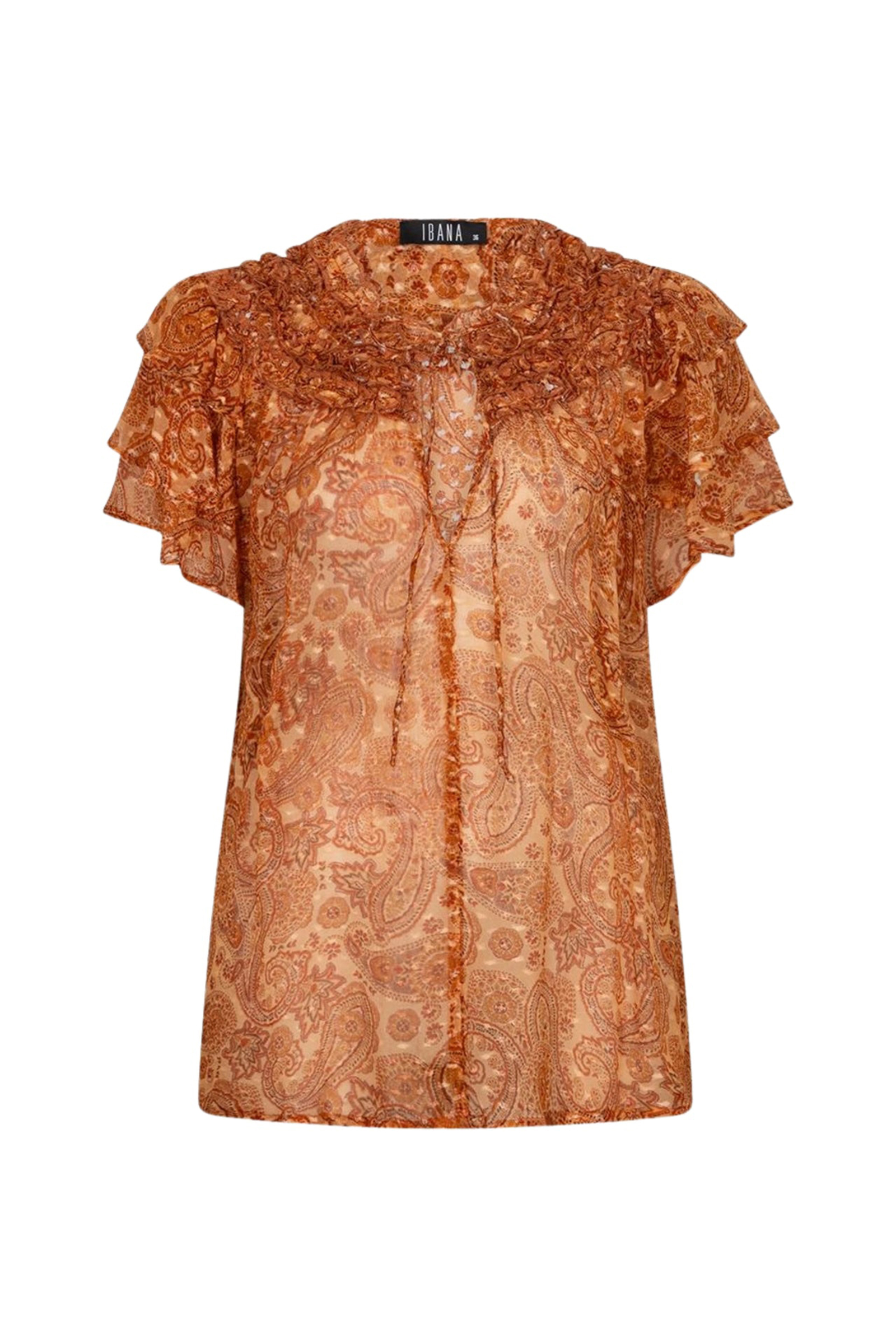 Dames blouse korte mouw oranje