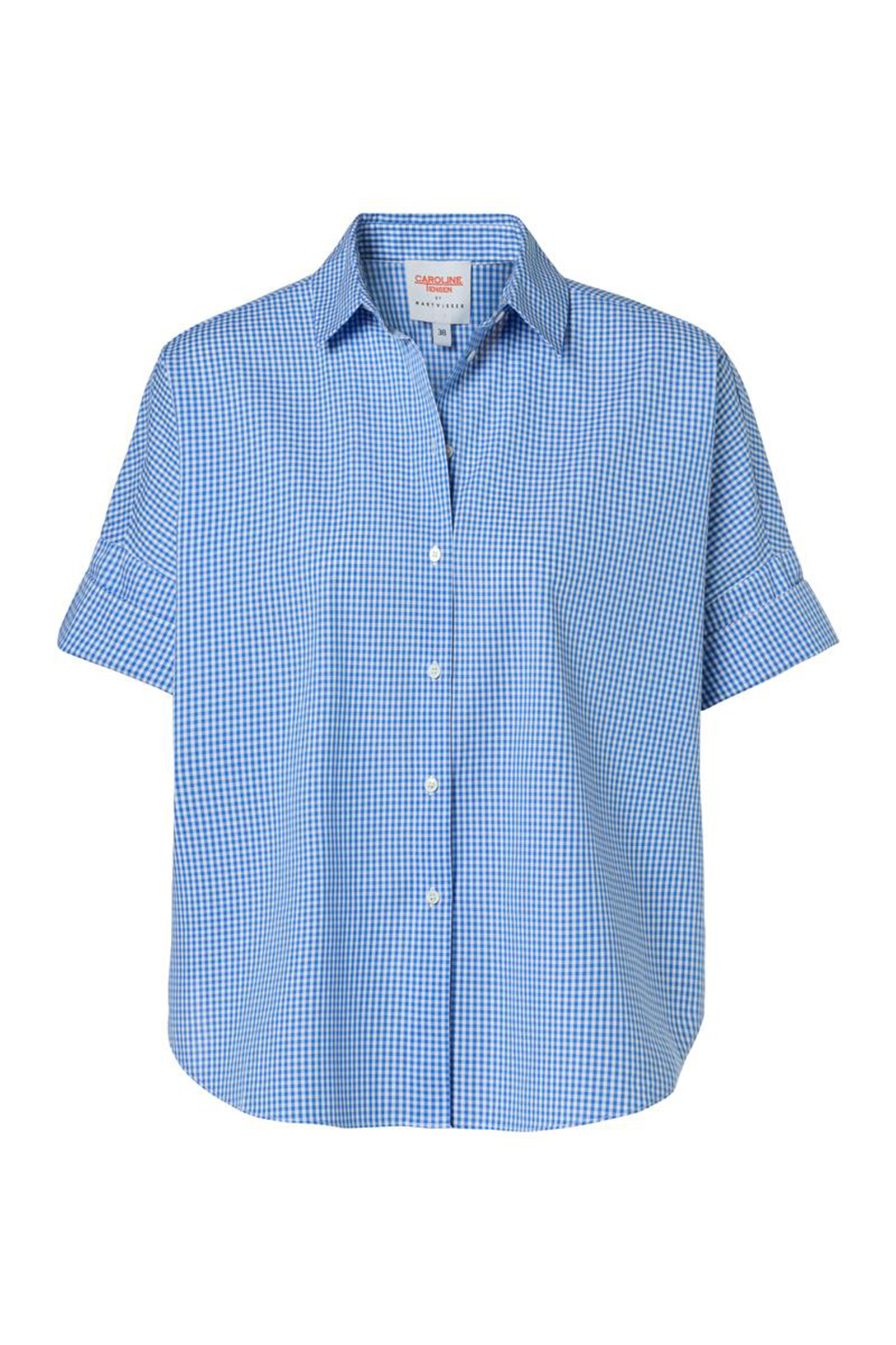 Dames blouse korte mouw blauw