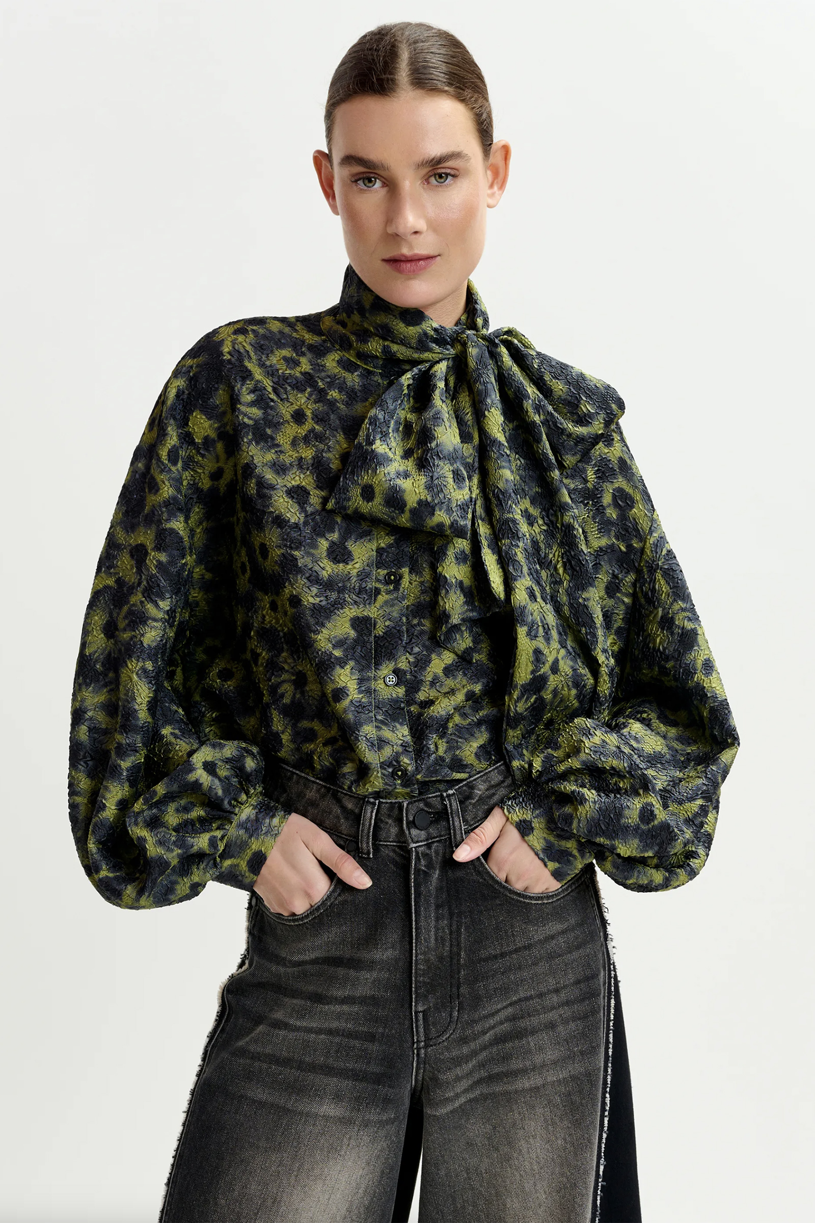 Dames blouse lange mouw groen