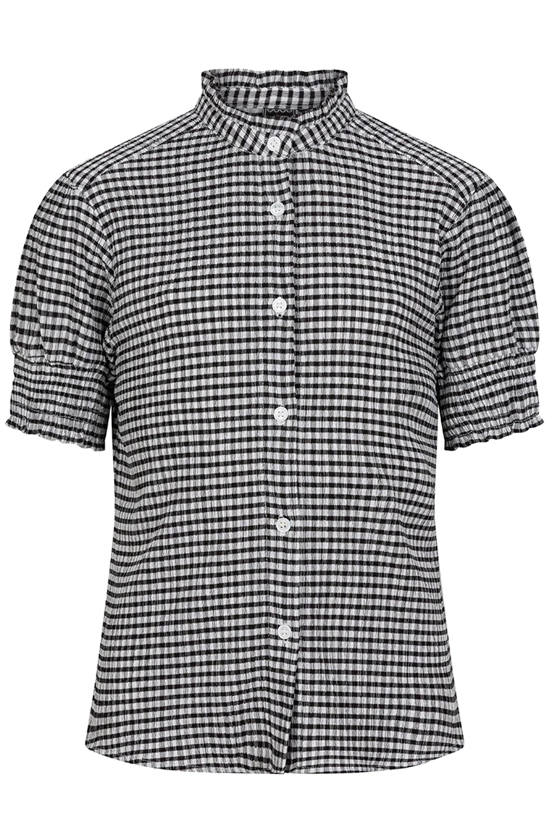 Indian Blue Jeans shirt small check Zwart-1 1