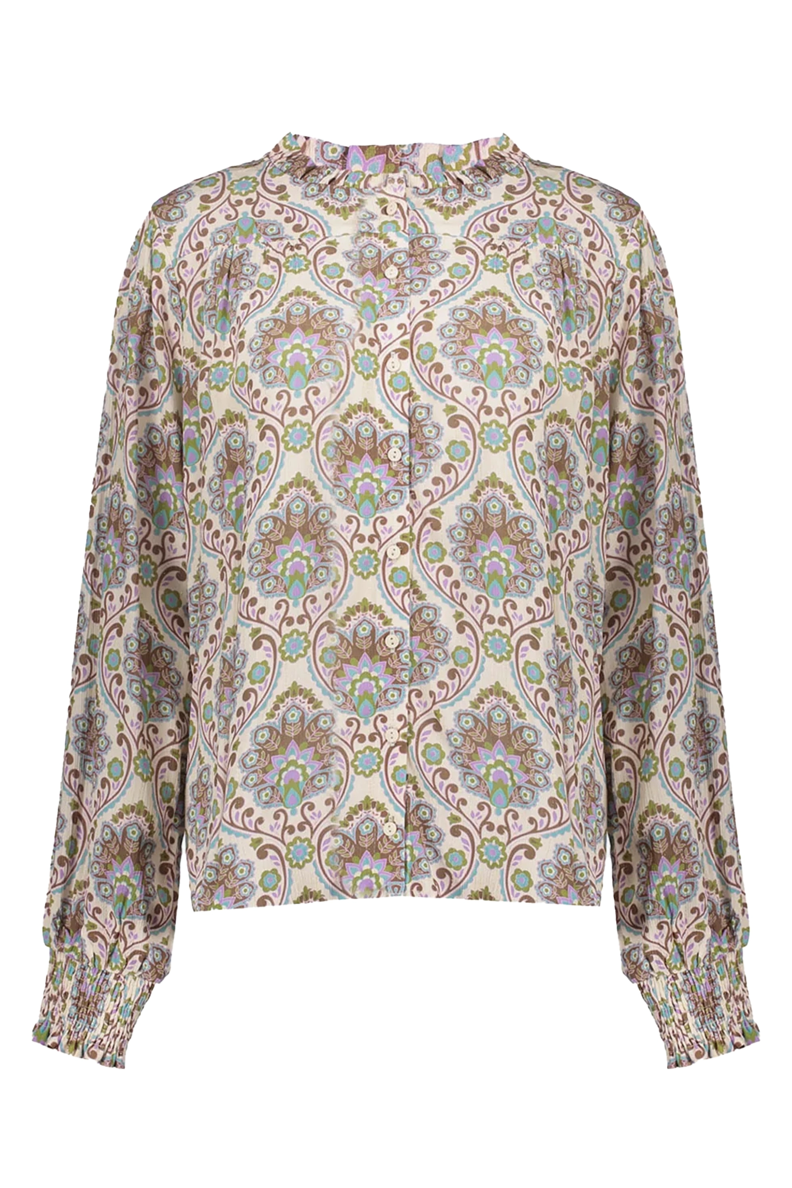 Dames blouse lange mouw blauw