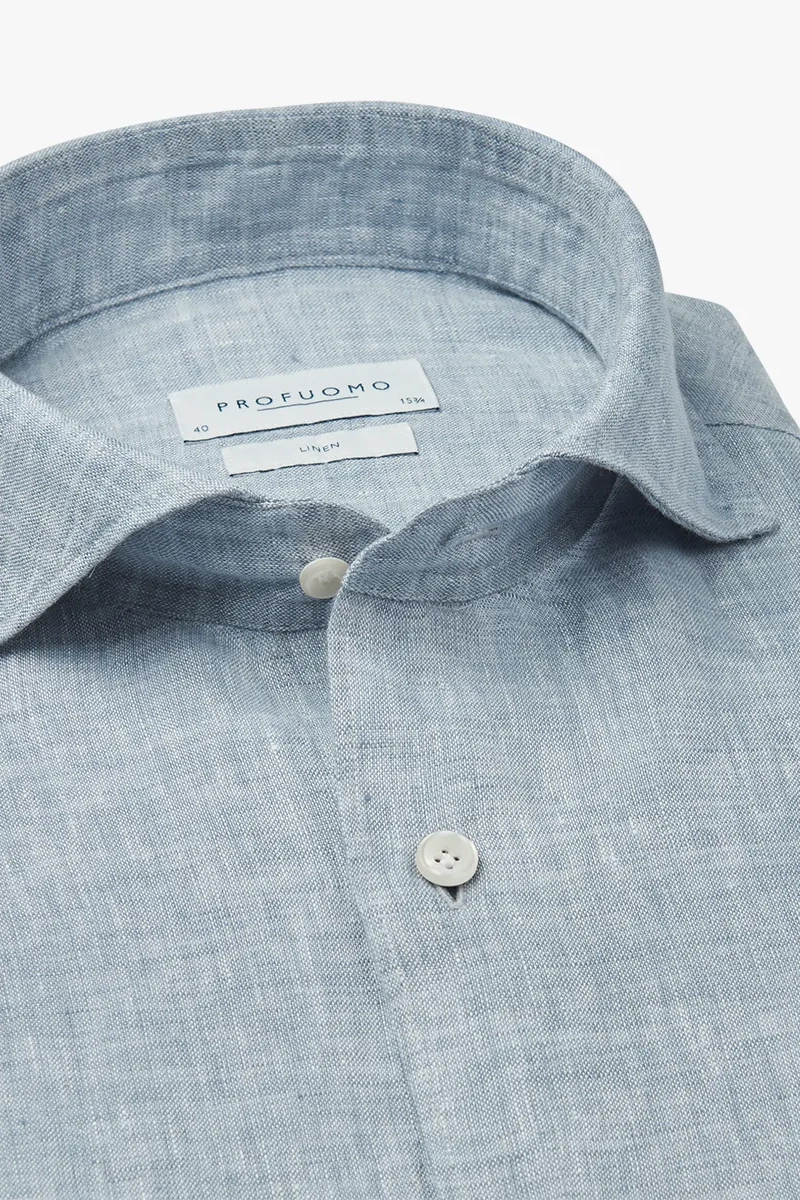 Heren overhemd lm casual blauw