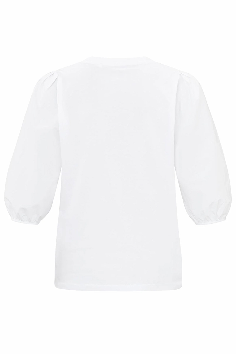 Yaya Jersey top with woven sleeves PURE WHITE 4