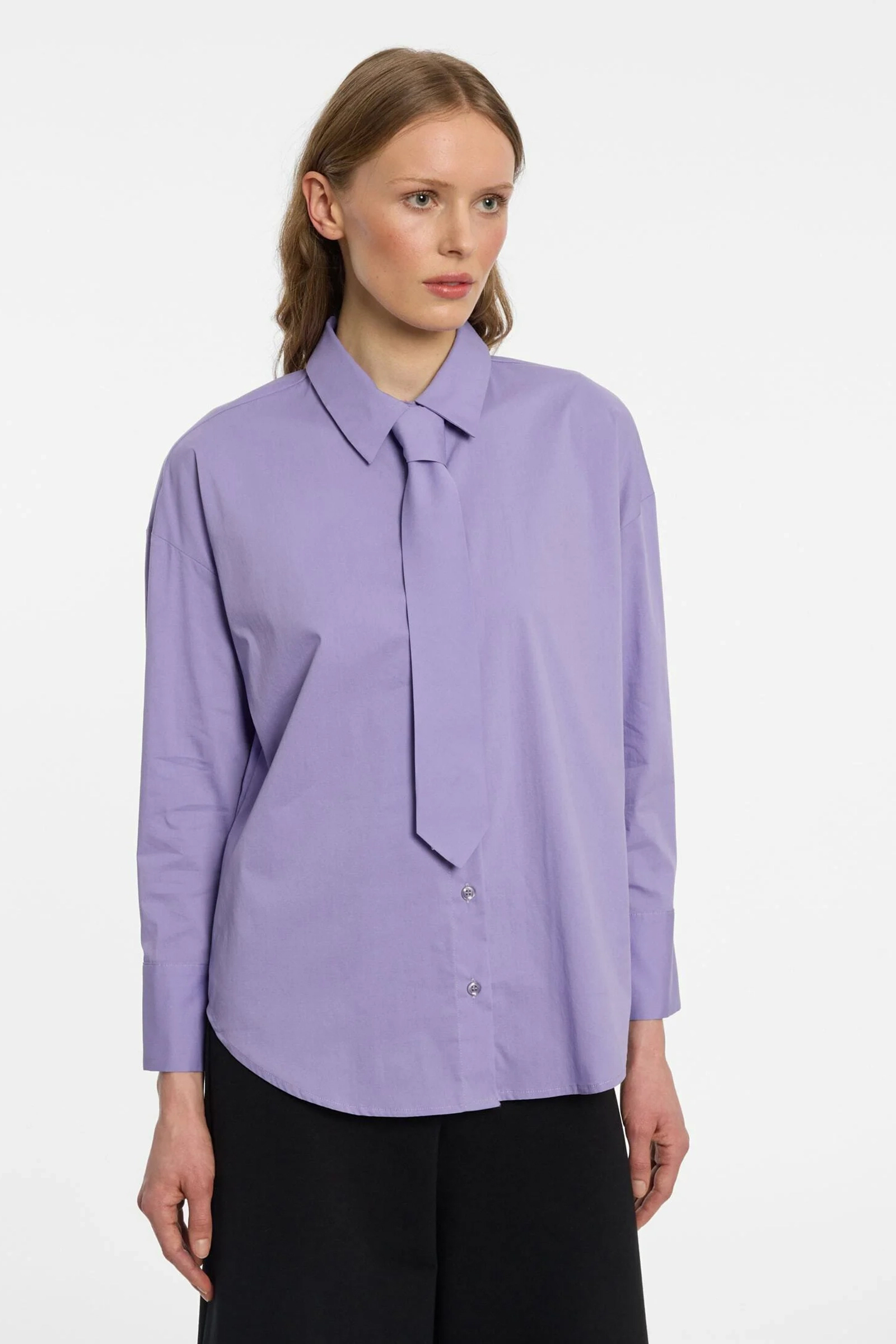 Dames blouse lange mouw paars