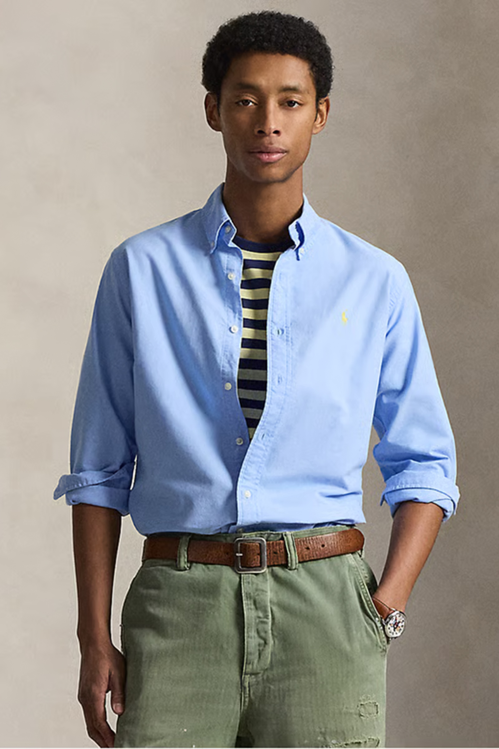 Heren overhemd lm casual blauw