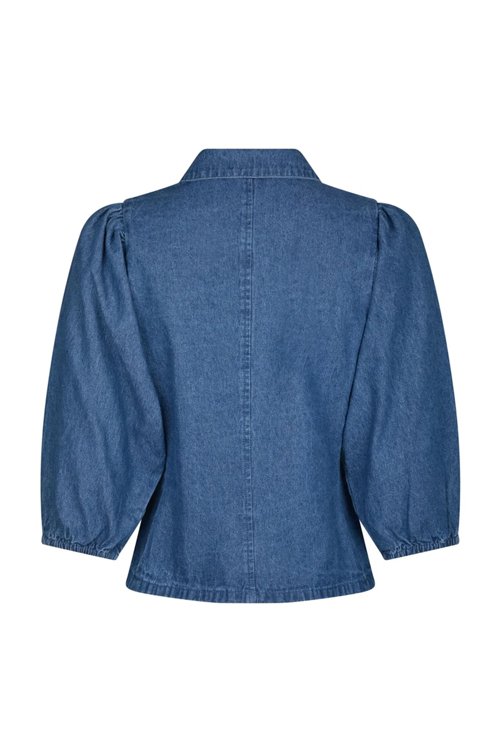 Dames blouse lange mouw blauw
