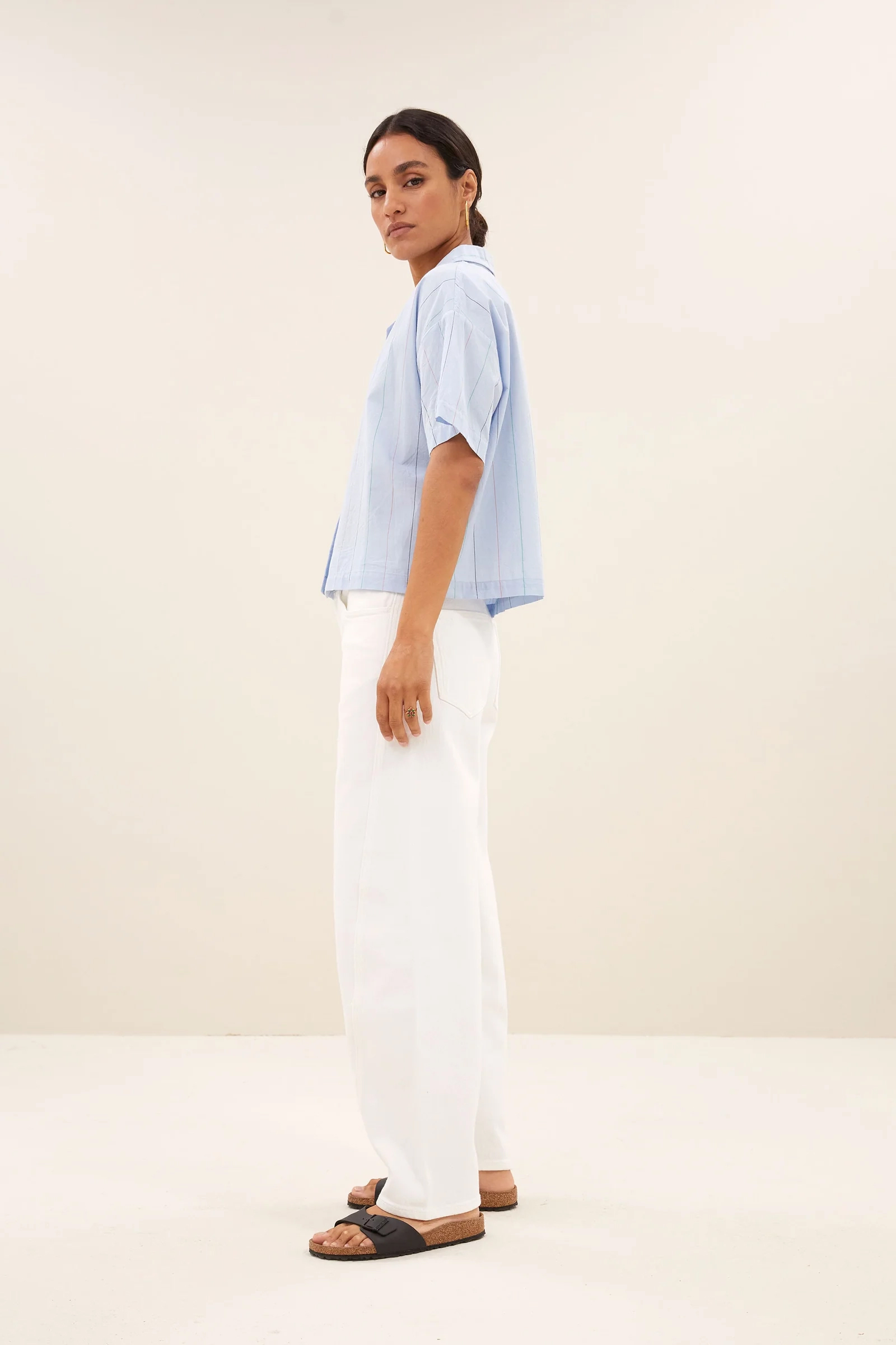 By Bar Jake stripe chambray blouse Blauw-1 3