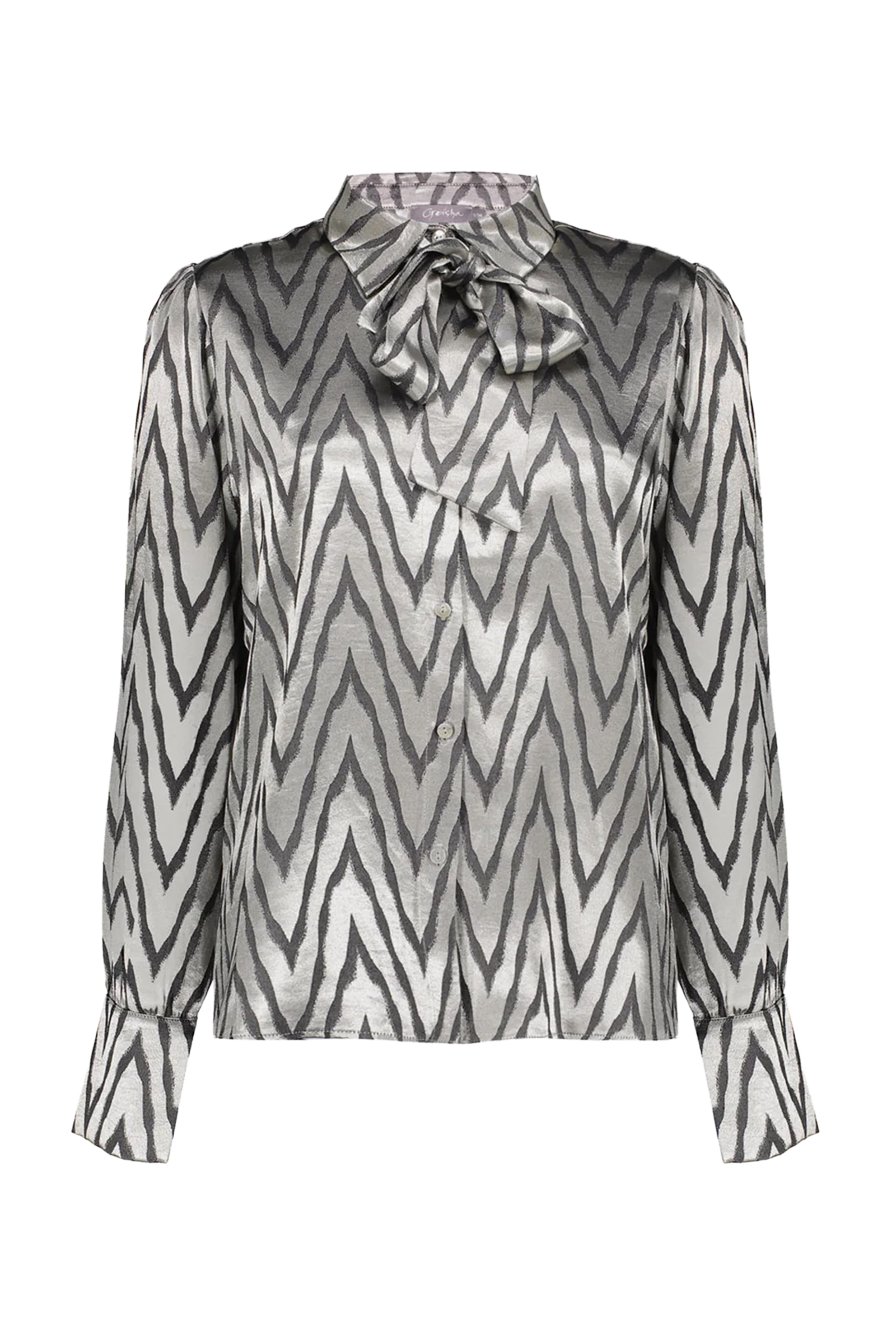 Dames blouse lange mouw zilver