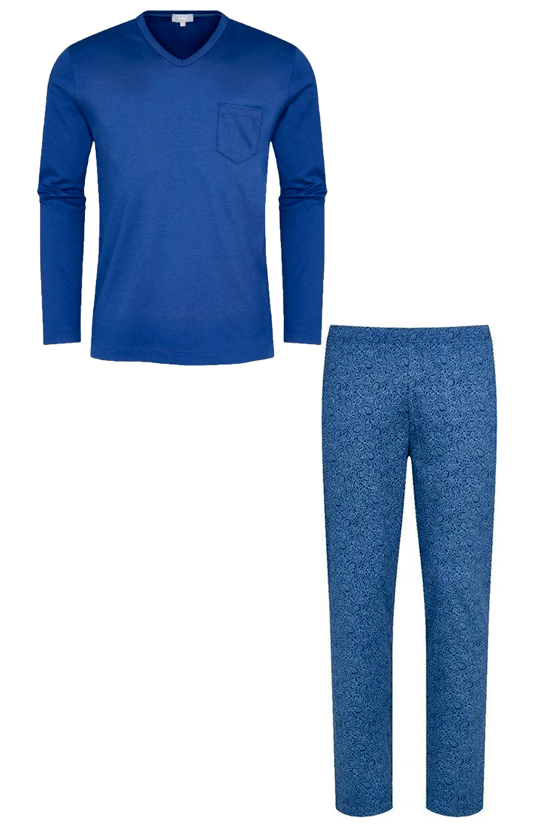 MEY Nachtmode heren pyjama Blauw-1 1