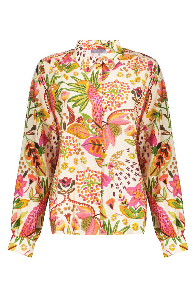 Dames blouse lange mouw oranje