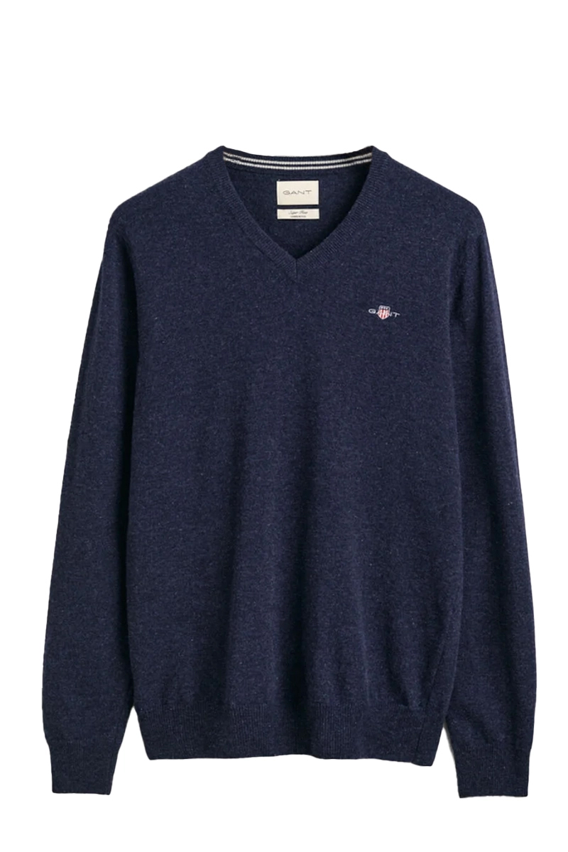 Gant SUPERFINE LAMBSWOOL V-NECK Blauw-1 1