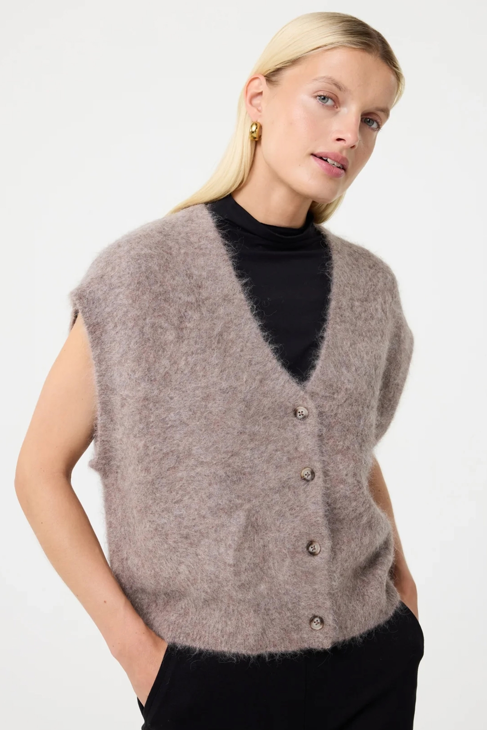 Dames gilet bruin