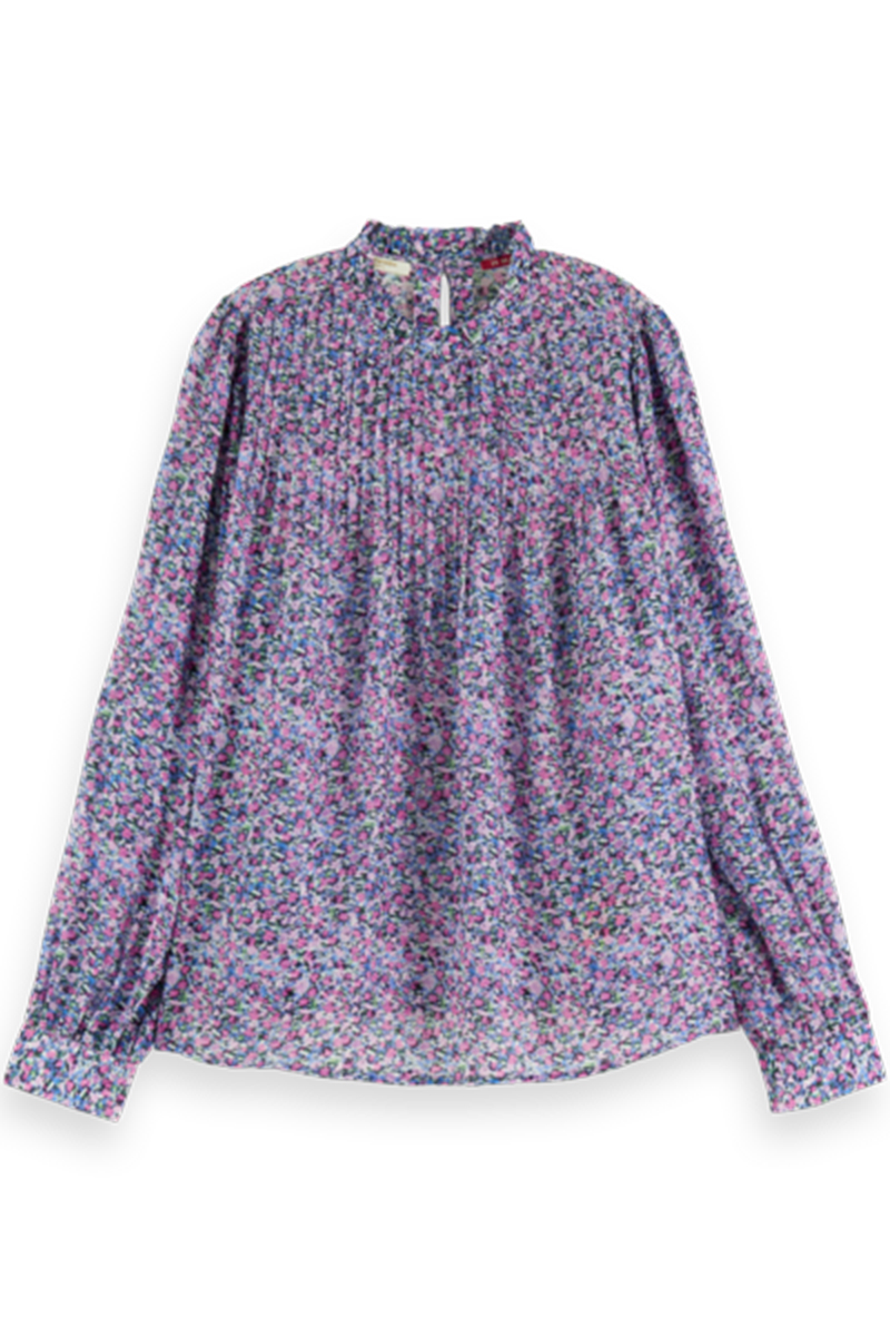 Scotch & Soda Pintuck blouse with ruffle collar Paars-1 1