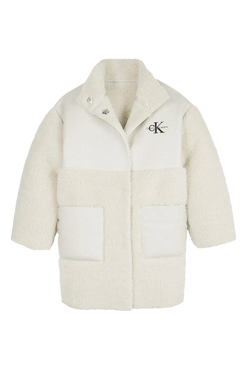 Calvin Klein faux fur leather coat Ecru-1 1
