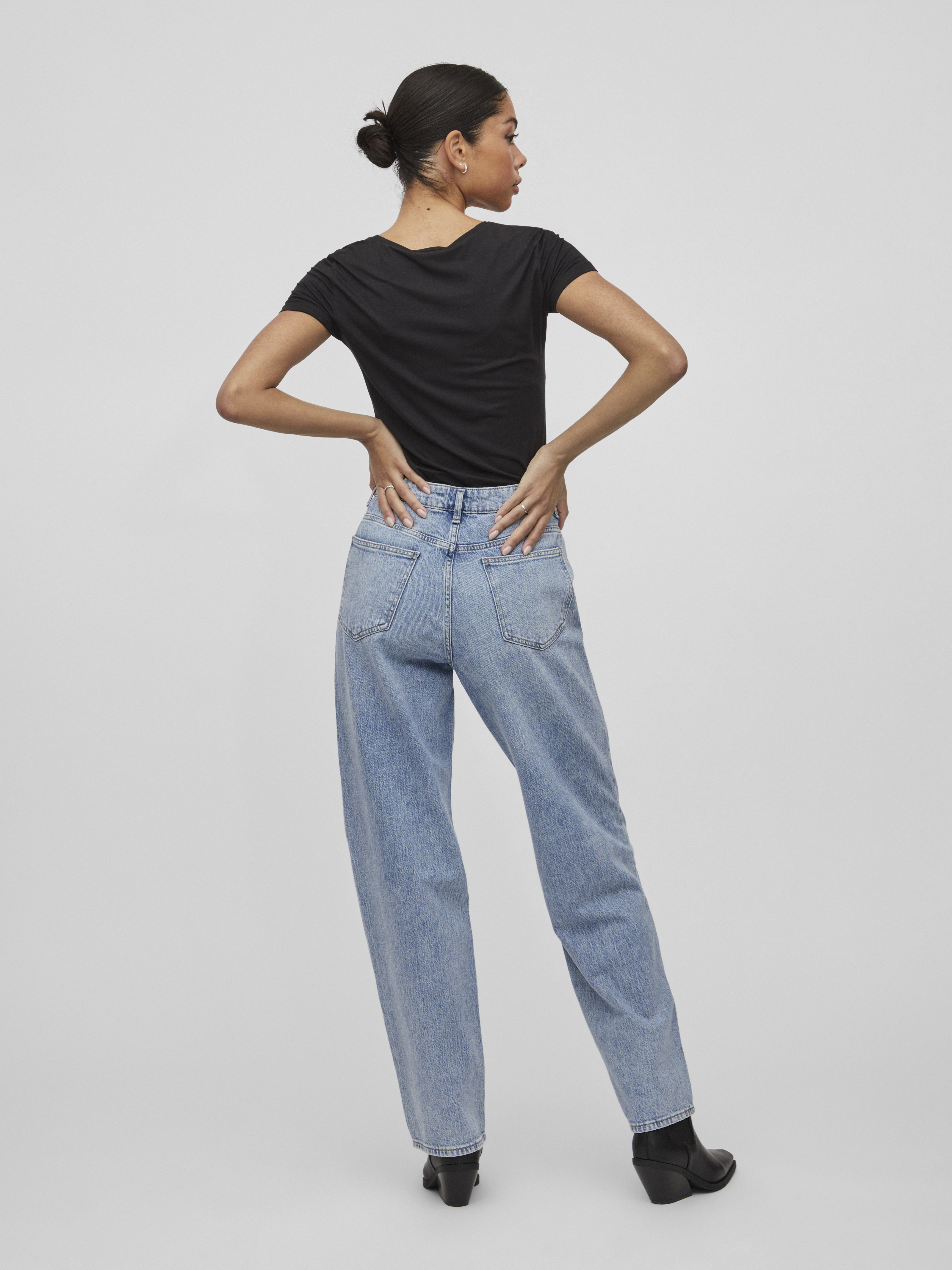 Vila VIKELLY JAF HW STRAIGHT JEANS-NOOS 177856001-Light Blue Denim/JAQUARD 5