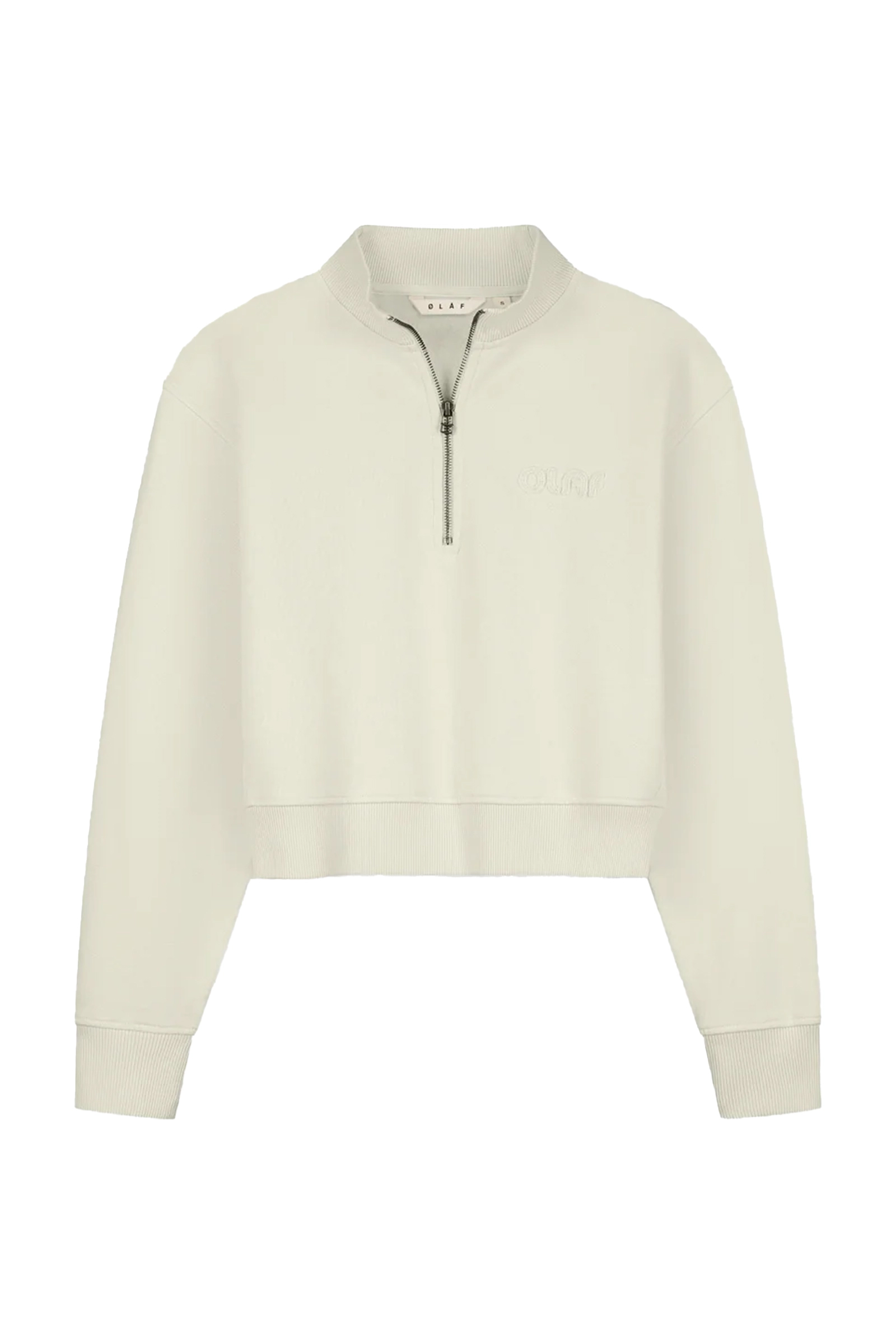 Olaf Hussein HALF ZIP SWEATSHIRT Ecru-1 1