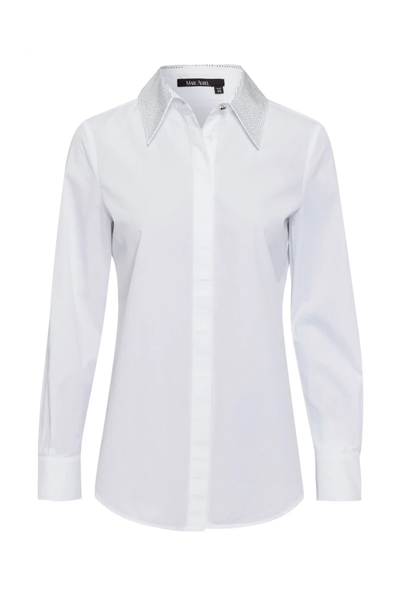 Dames blouse lange mouw blauw