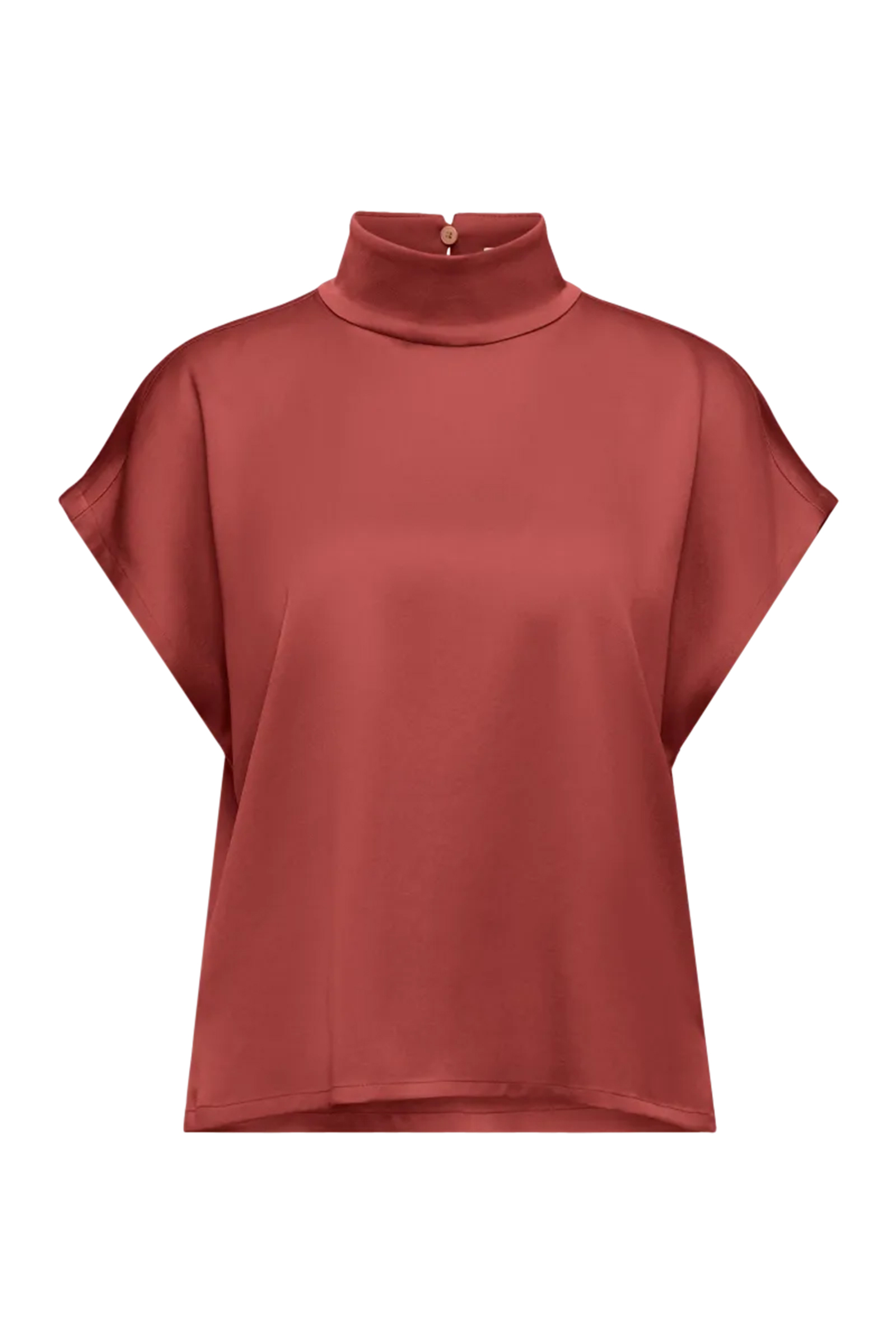 Dames blouse korte mouw bruin