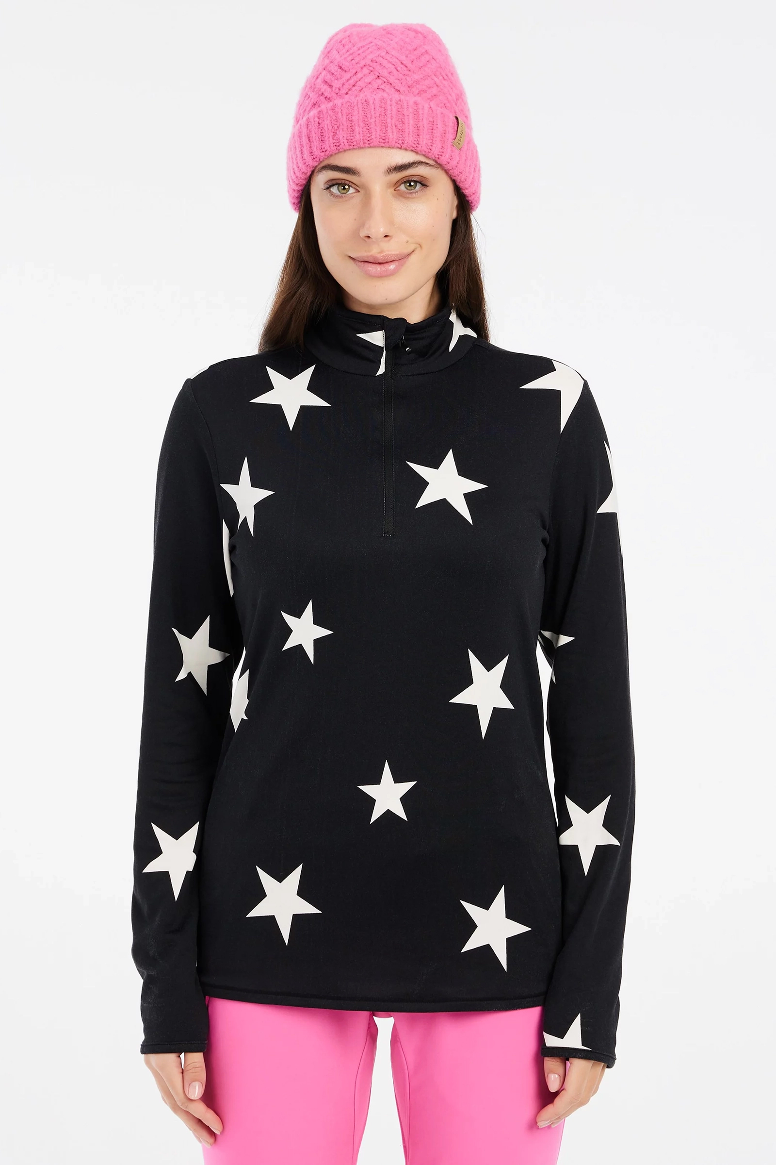Wintersport dames pully+rits zwart