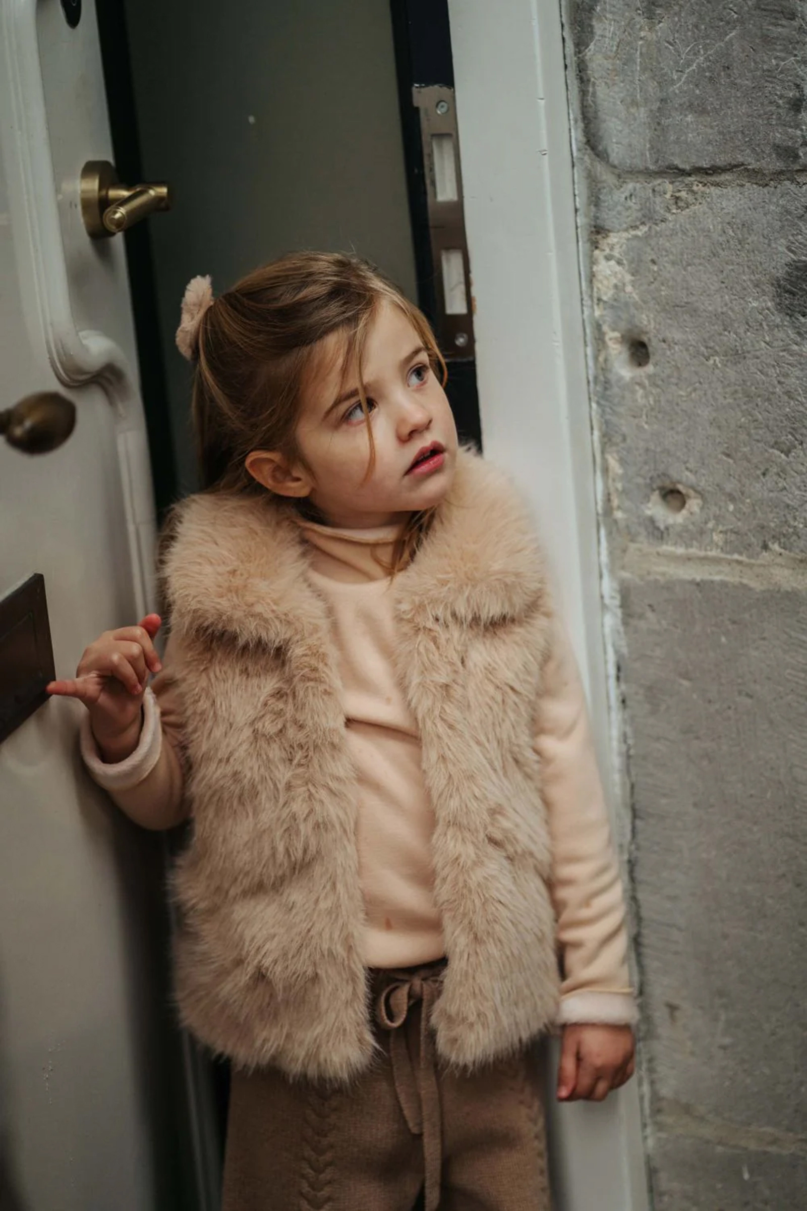 Meisjes gilet bruin