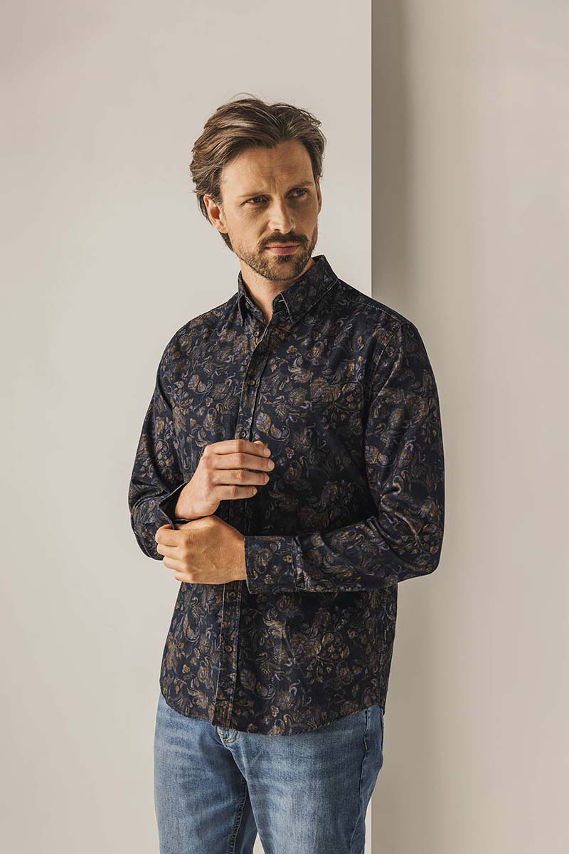 Heren overhemd lm casual blauw