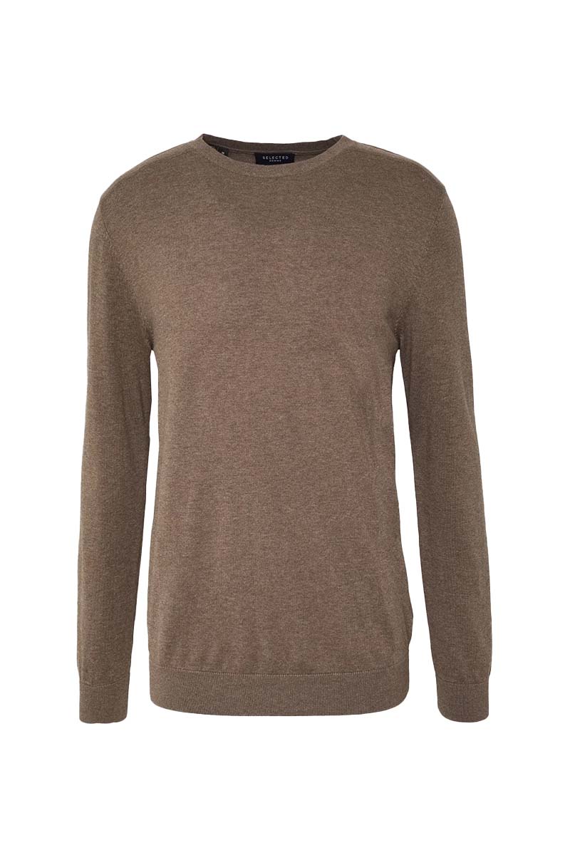 Selected SLHBERG CREW NECK B NOOS Bruin/Beige-2 1