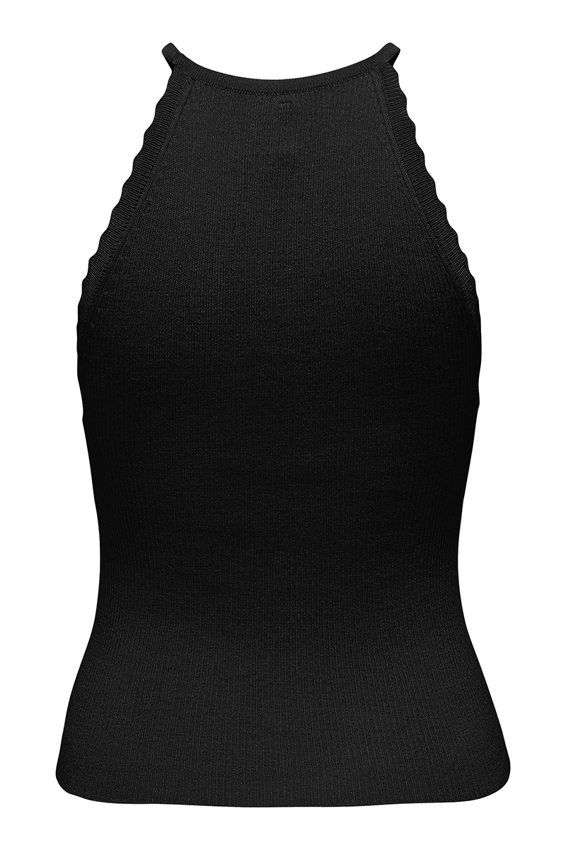 Only ONLGEMMA SL SCALLOP HLTNECK TOP KNT Zwart-3 4
