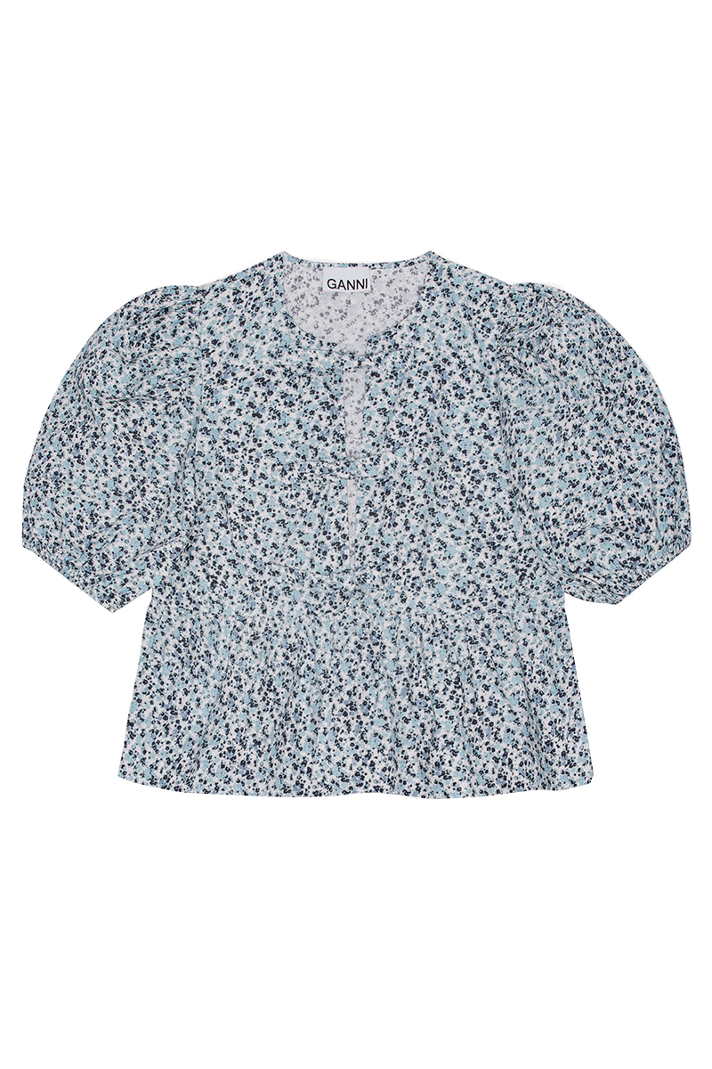 Dames blouse korte mouw blauw