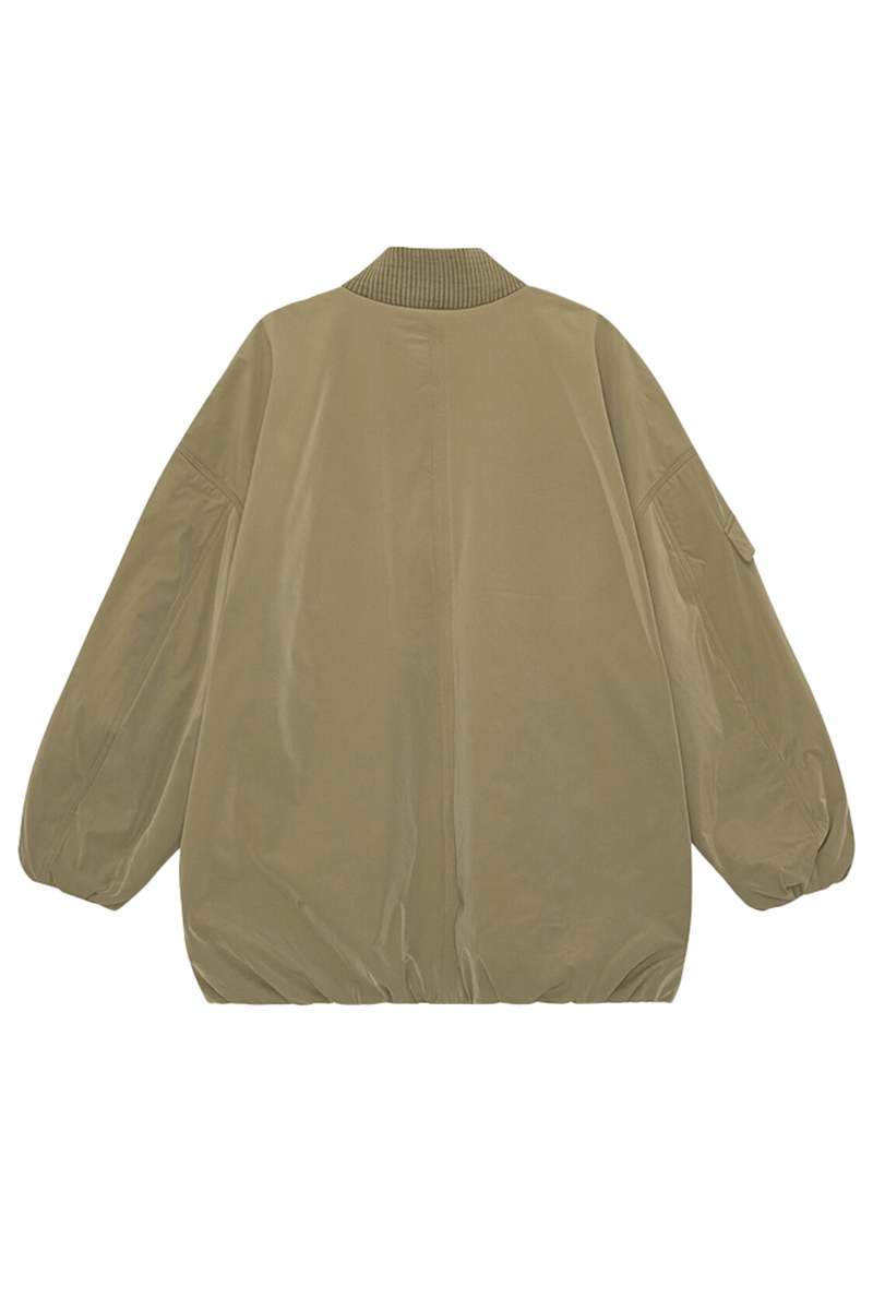 Ganni Light twill oversized bomber jacket bruin/beige-1 3