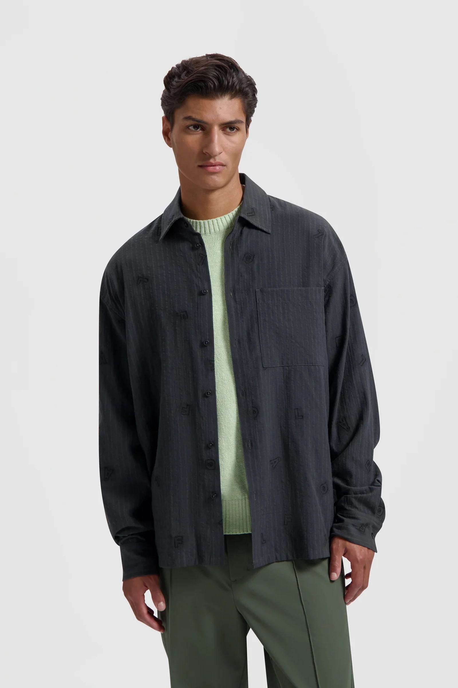 Heren overhemd lm casual zwart