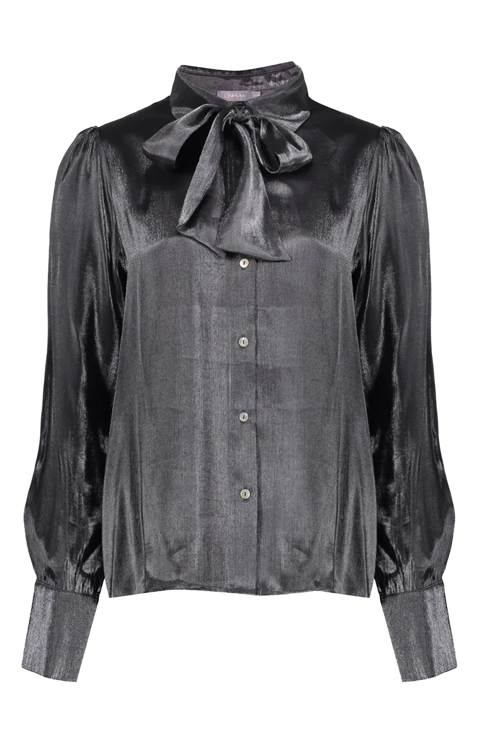 Dames blouse lange mouw zilver
