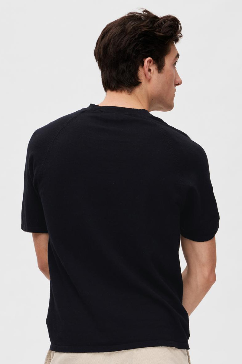 Selected SLHDANIEL SS KNIT TEE W Zwart-1 3