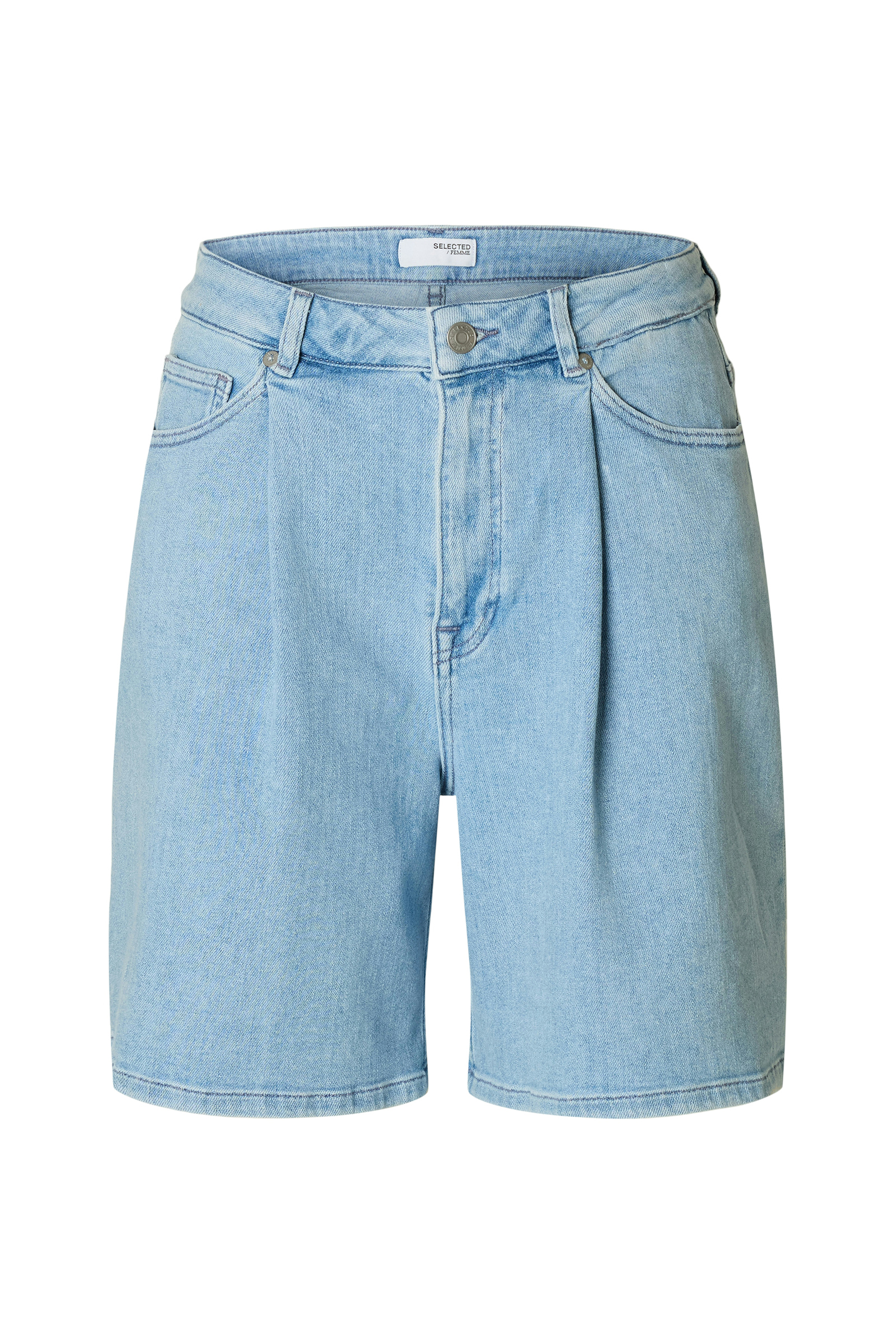 Selected SLFANYA-GRY HW PLEAT DENIM SHORTS 182315-Light Blue Denim 1