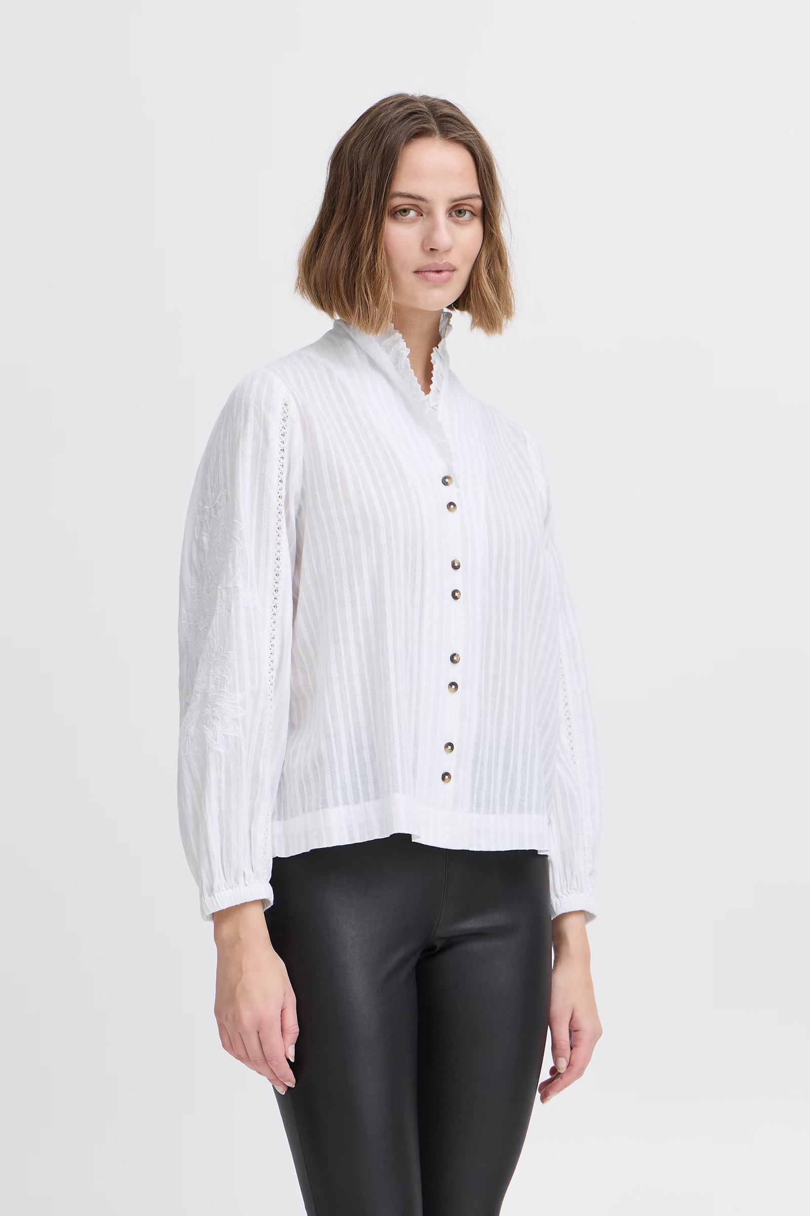 Dames blouse lange mouw wit