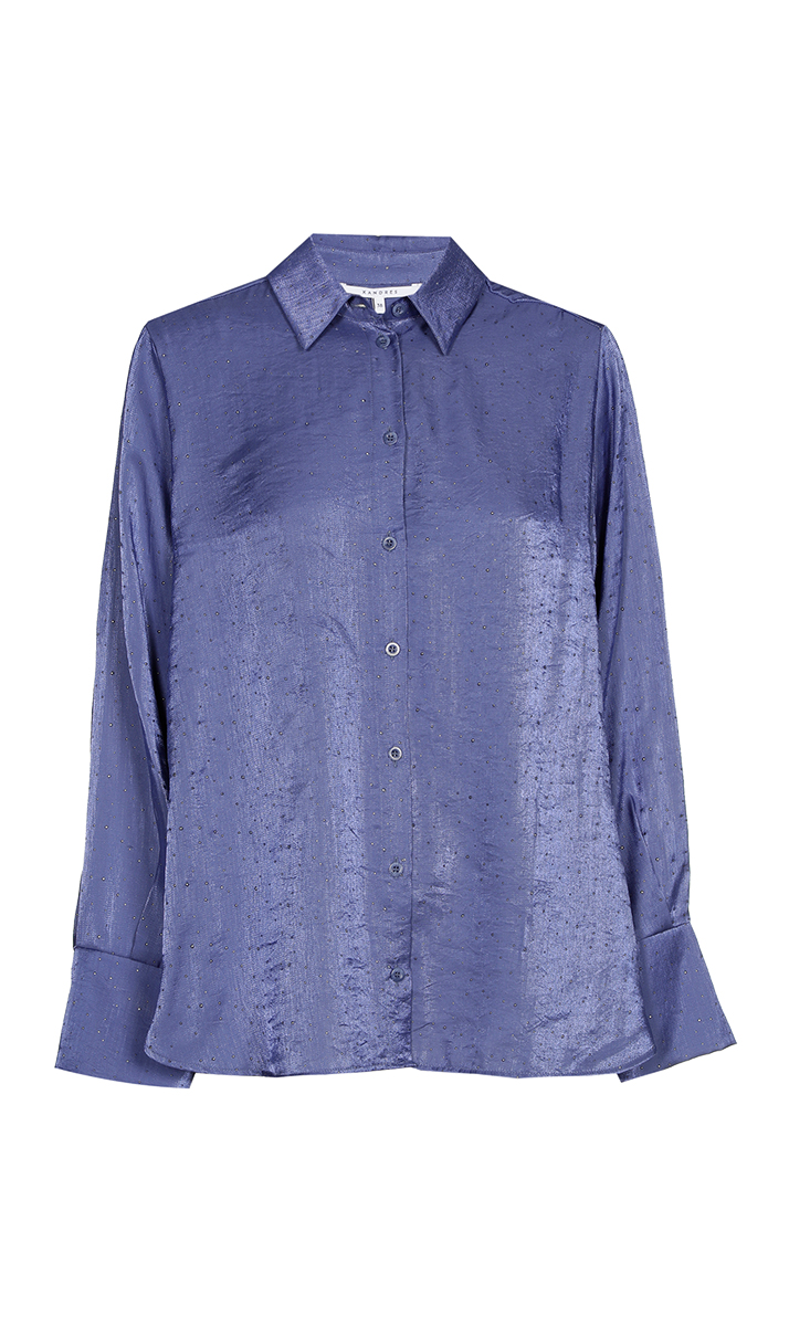 Dames blouse lange mouw blauw