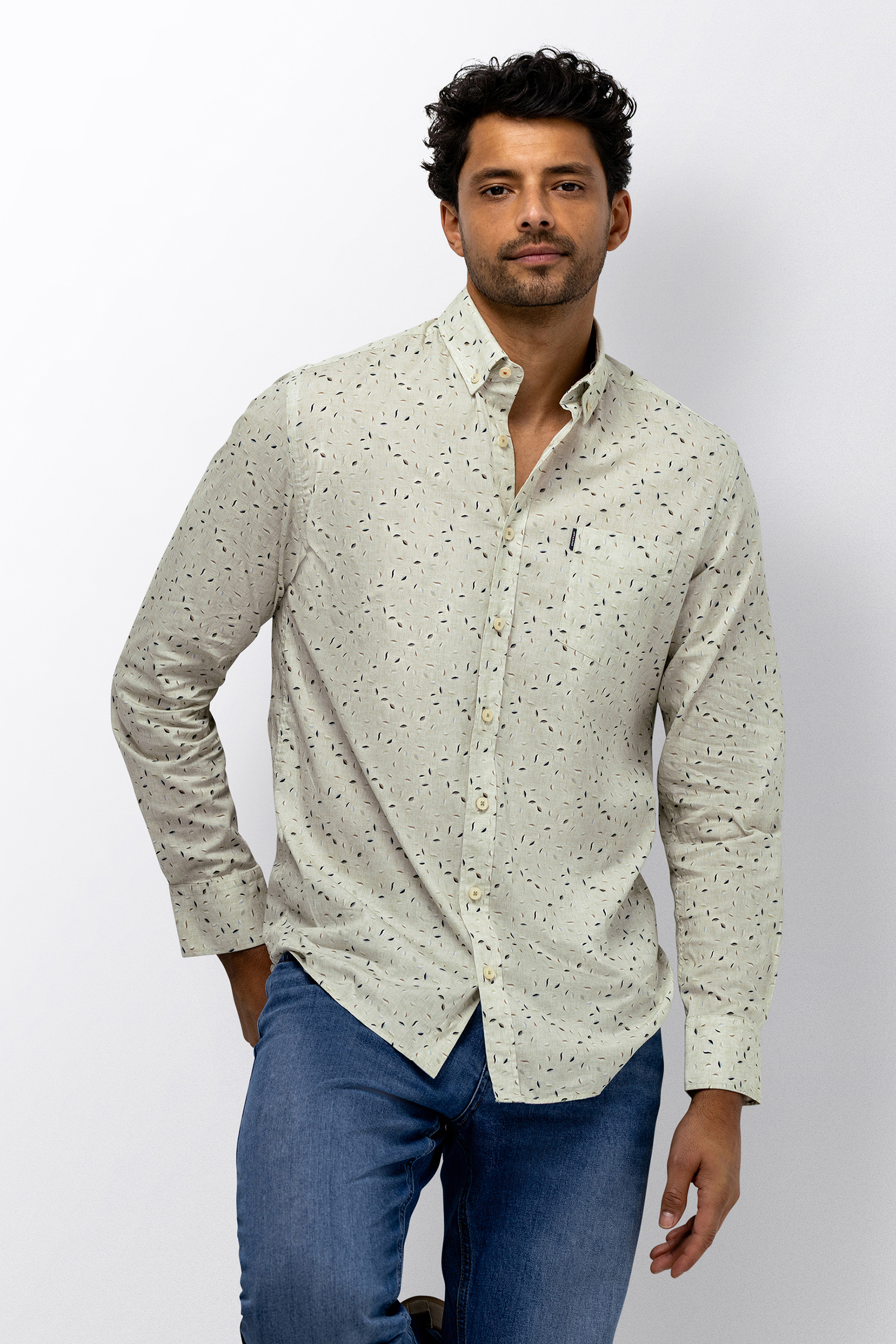 Heren overhemd lm casual groen