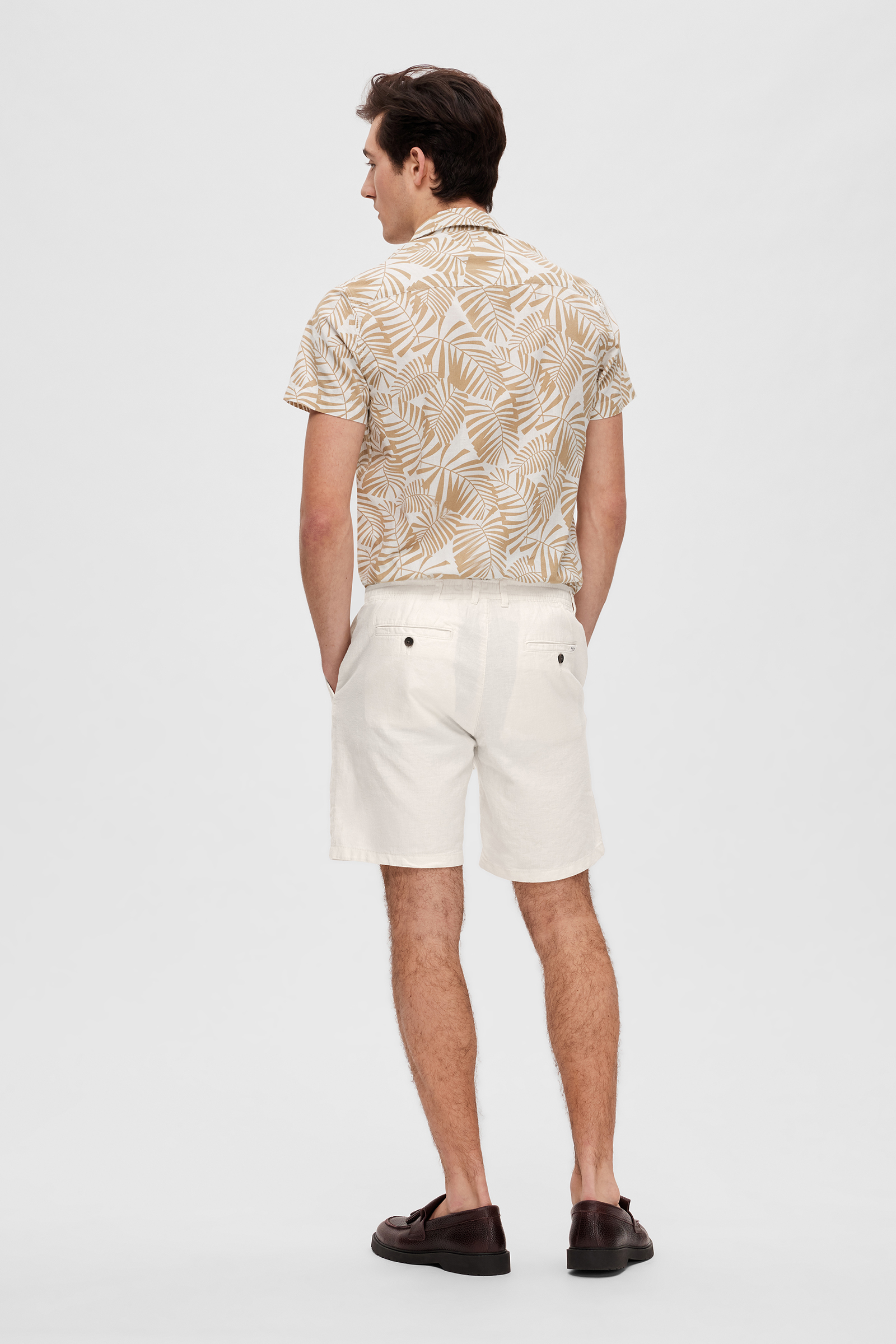 Selected SLHREGULAR-BRODY LINEN BLD SHORTS N 183298-Cloud Dancer 3