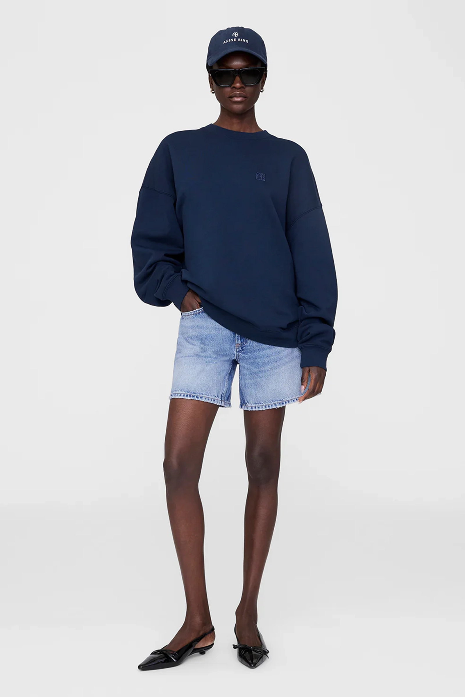 Anine Bing Miles sweatshirt framed monogram Blauw-1 2