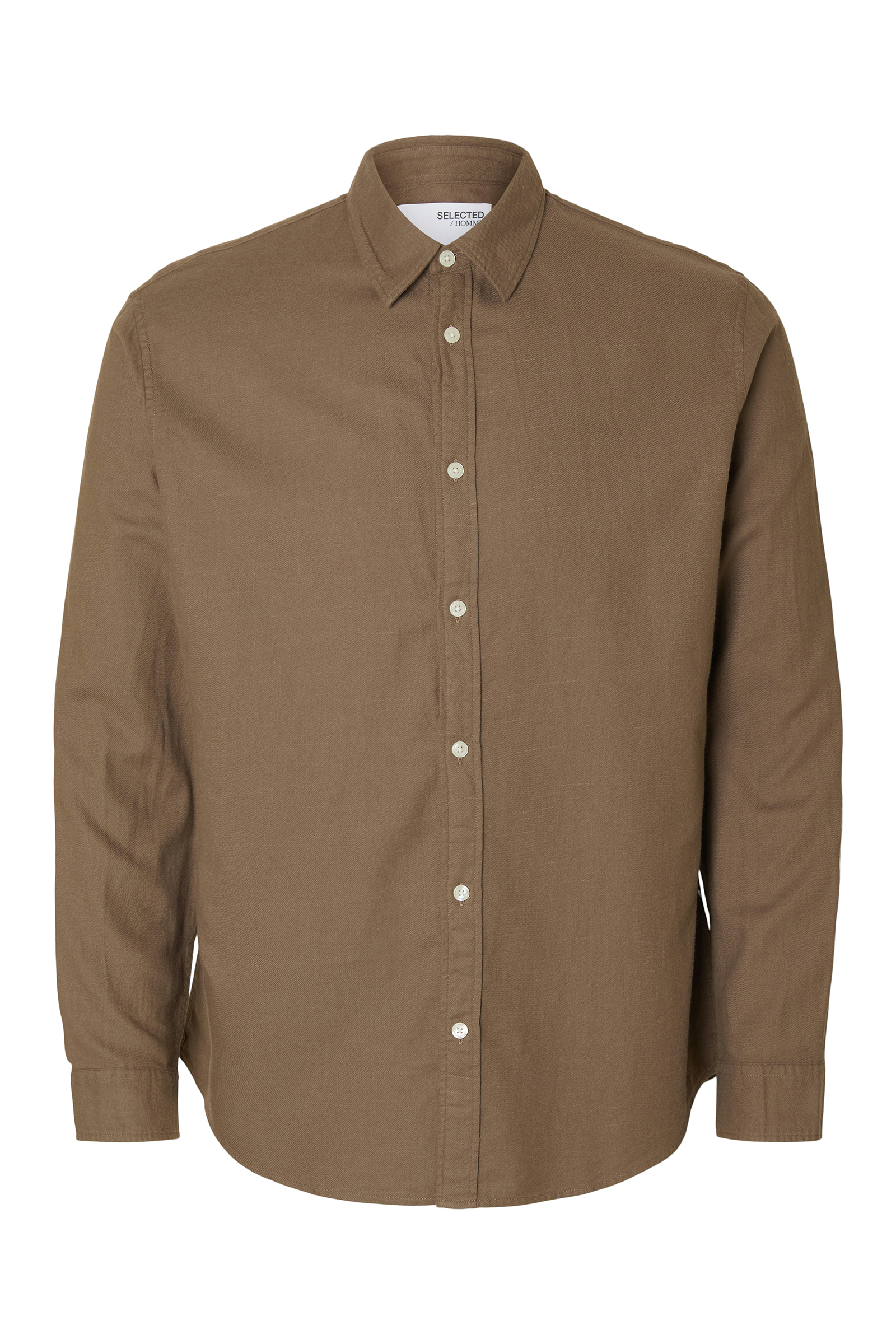 Heren overhemd lm casual bruin