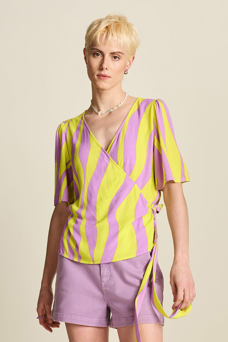 Dames blouse korte mouw geel
