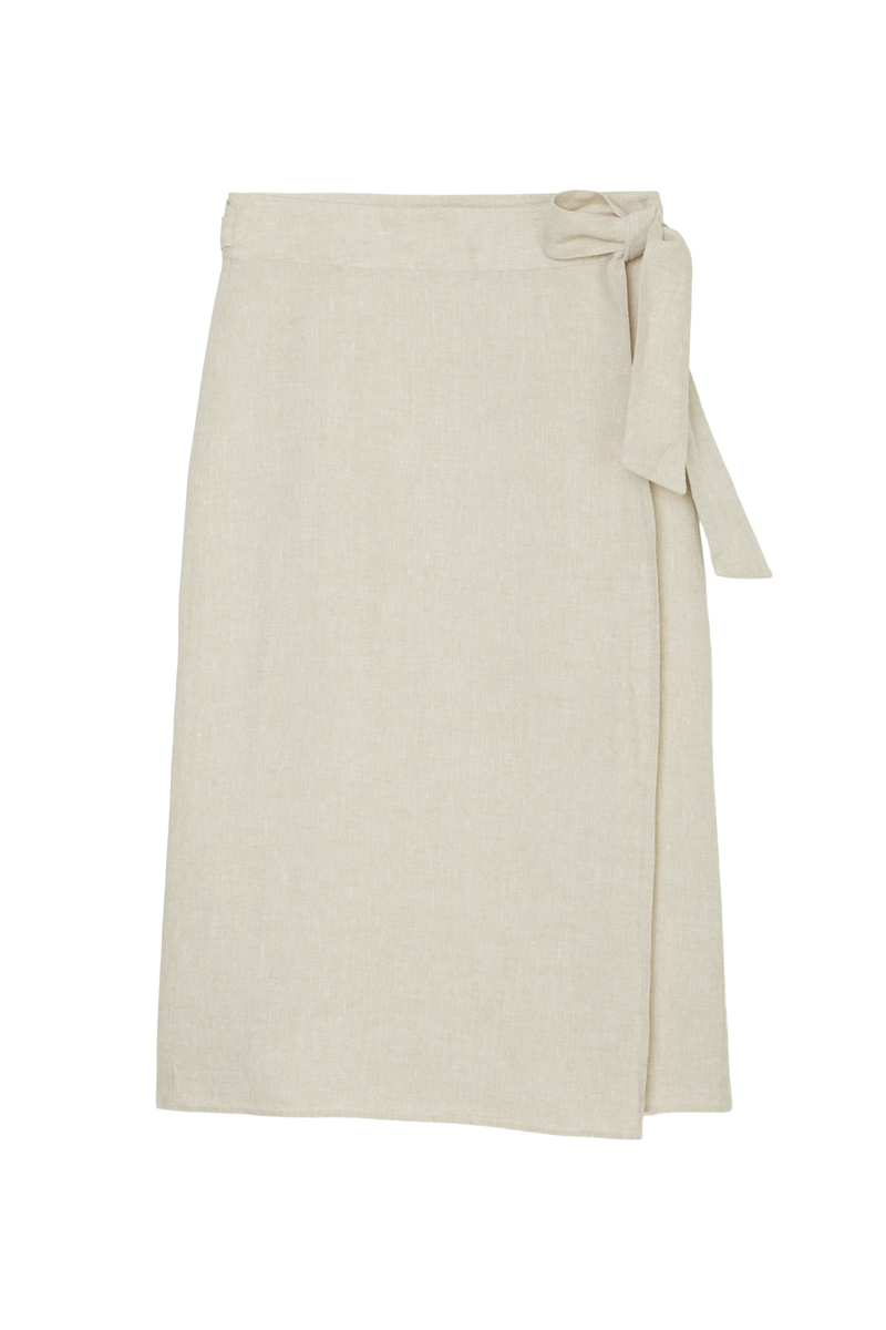Marc O'Polo Skirt, wrap style, midi length raw linen 1