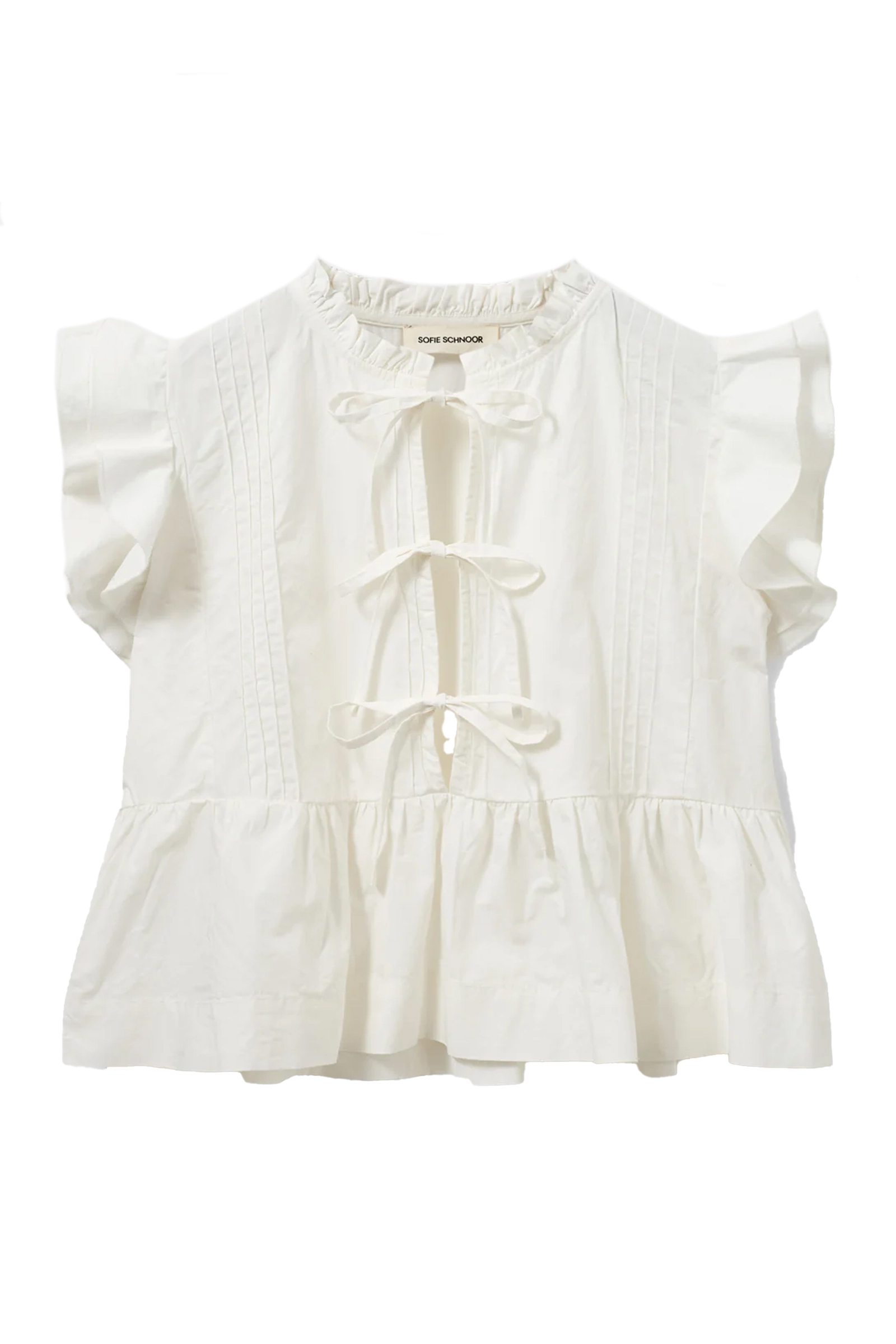 Meisjes blouse mouwloos ecru