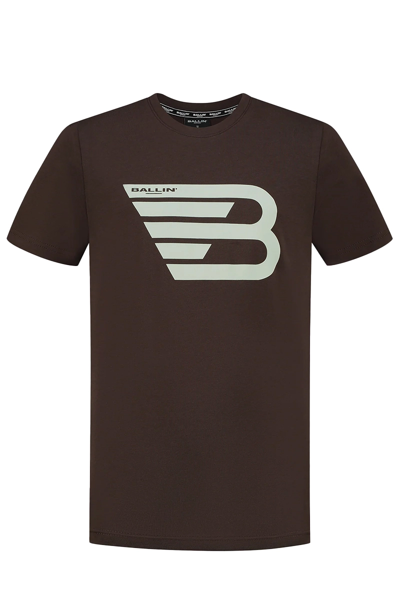 Ballin Jongens t-shirt korte mouw bruin/beige-1 1