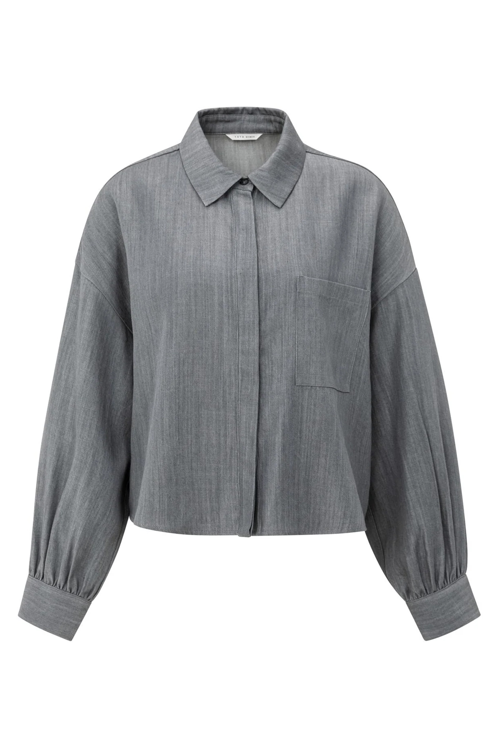 Dames blouse lange mouw grijs